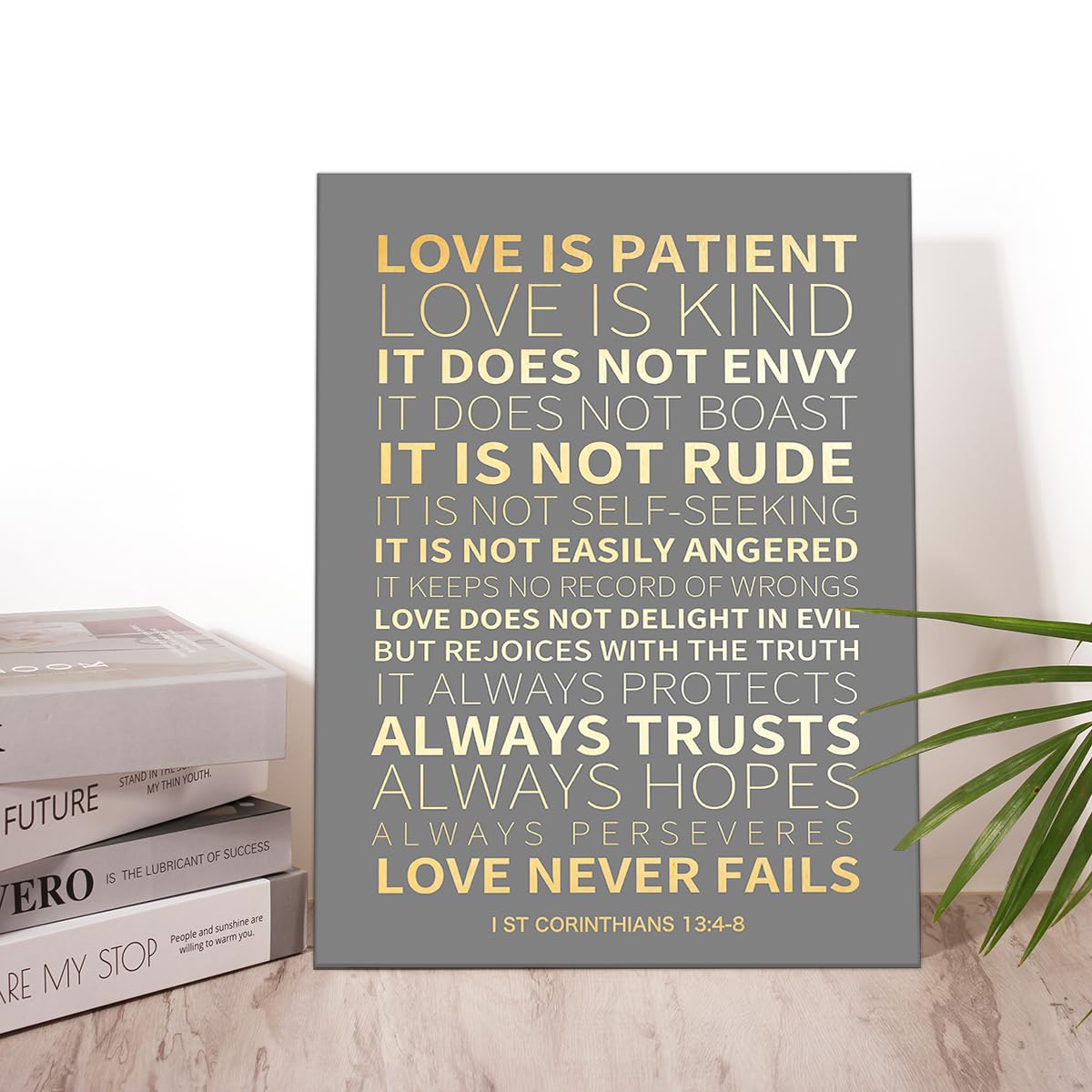 Inspirational Christian Wall Decor,Love Is Never Fails 1 Corinthians 13:4-8 Bible Verses Canvas Poster Print Wall Art,1 Corinthi
