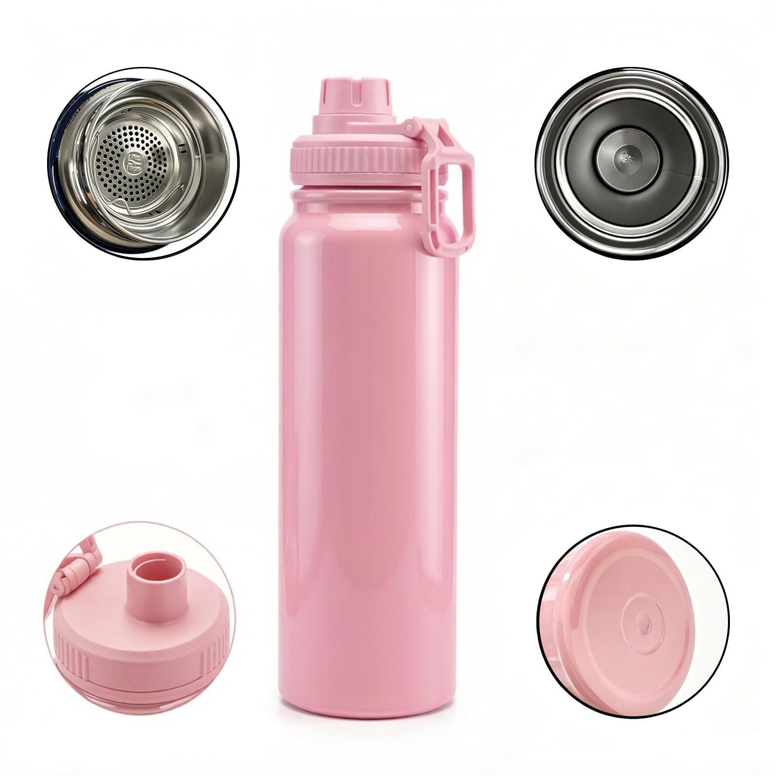 27oz 316 Stainless Steel Insulated Water Bottle pink, LeakProof Vacuum Thermal Tumbler, 24H Cold & 12H Hot Retention, perfect f