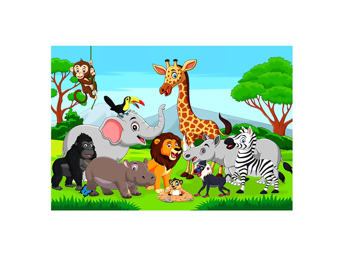 My D Square Cartoon Poster, Beautiful Animals Wall Paper For Kids School Living Room Bedroom Size 60 X 90 Cm Self Adhesive Vinyl