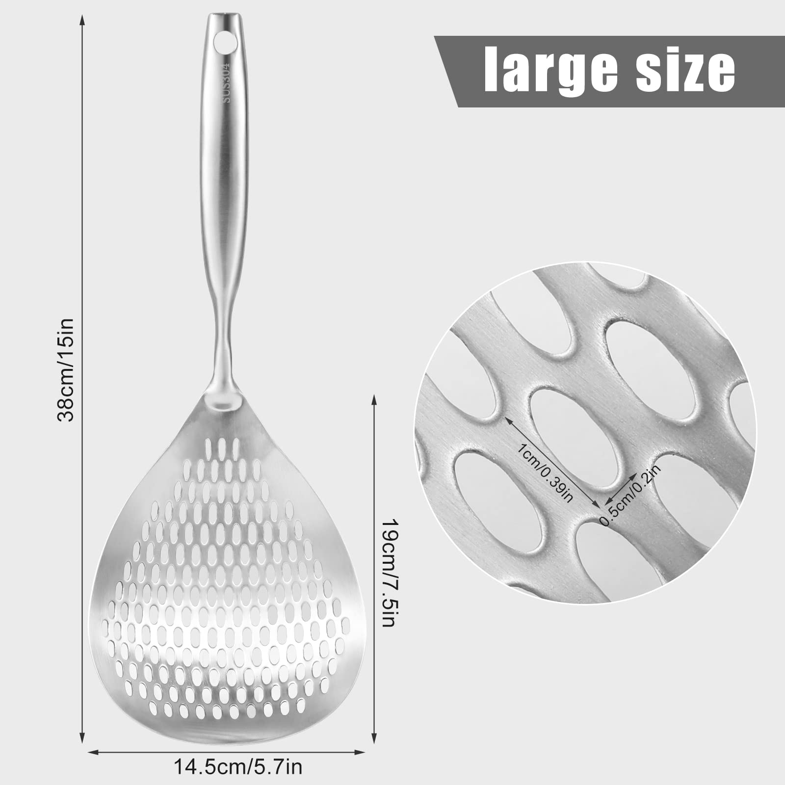 Large Stainless Steel Strainer Large Colander Spoon Skimmer Slotted Spoon With Hanging Holes And Handle Skimmer Strainer For Kit