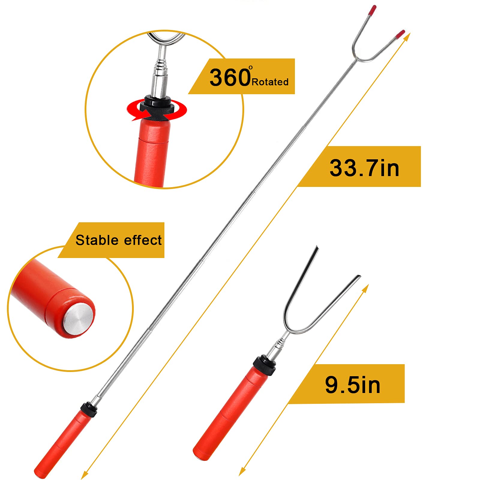 Ajmyonsp 34Inch Marshmallow Roasting Sticks Smores Stick Skewers For Fire Pit Campfire - Hot Dog Telescoping Forks Camping Acces