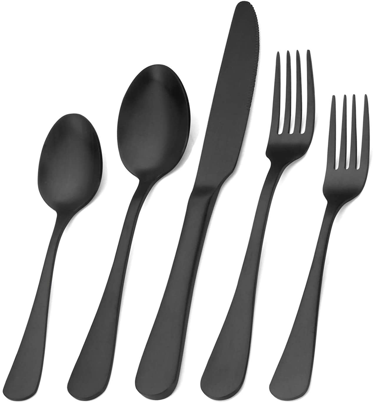 Matte Black Silverware Set,Sharecook Satin Finish 30-Piece Stainless Steel Flatware Set,Kitchen Utensil Set Service For 6Tablewa