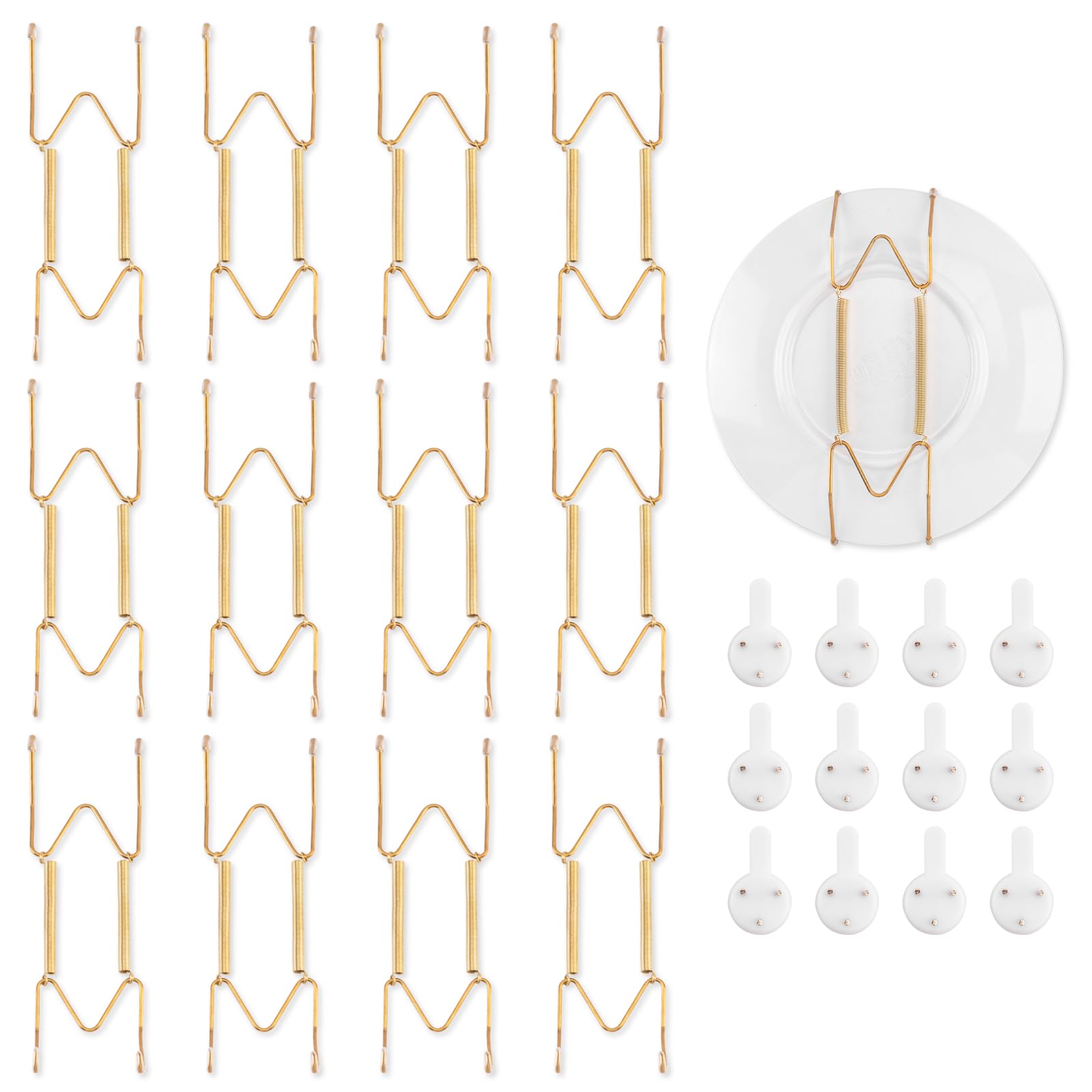 Bilillo 12 Pack Plate Hangers for The Wall, Suitable for 6-8 inch Art Plate, Stainless Steel Invisible Heavy Duty Wire Plate Hol