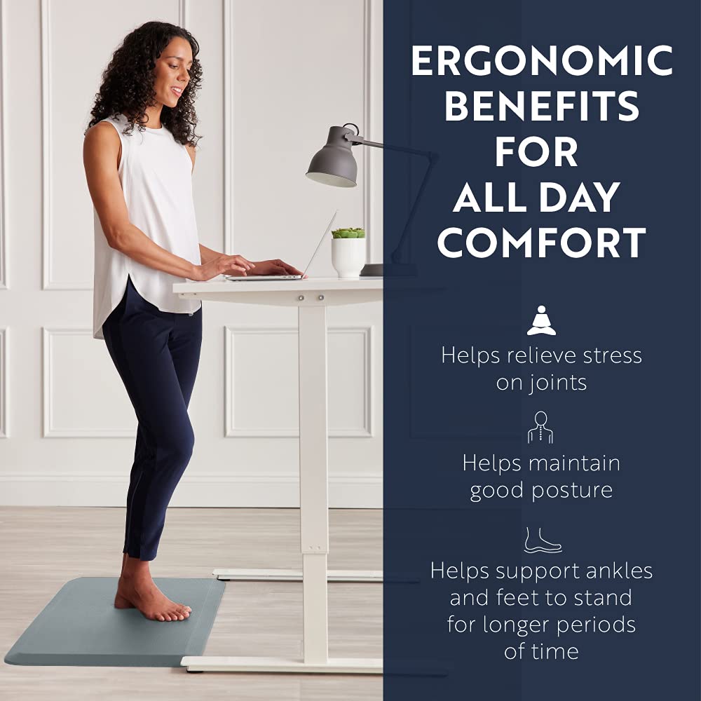 KANGAROO Thick Ergonomic Anti Fatigue Cushioned Kitchen Floor Mats  Standing Office Desk Mat  Waterproof Scratch Resistant Topside  Supportive All Day Comfort Padded Foam Rugs  20x32  Hunter Green