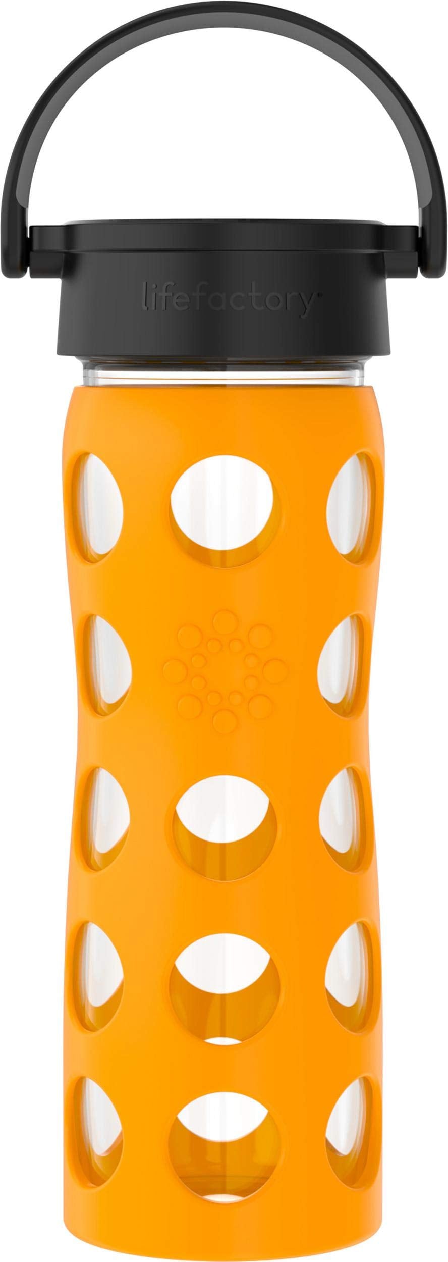 Lifefactory 16-Ounce Bpa-Free Glass Water Bottle With Classic Cap And Protective Silicone Sleeve, Marigold