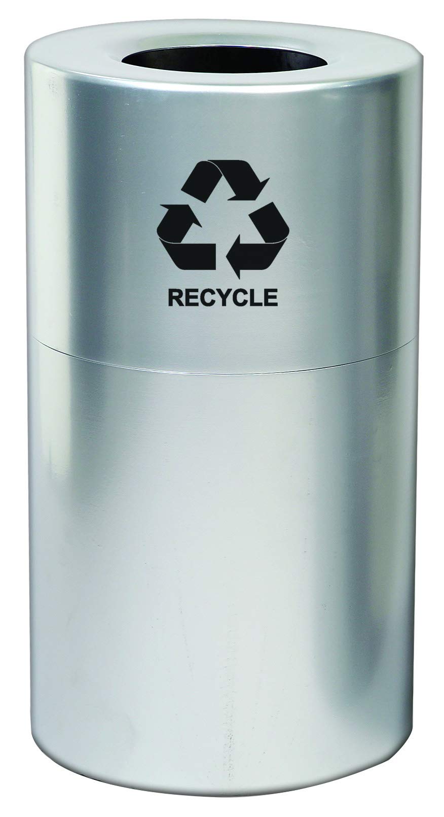 Witt Industries Al35-Clr-R Aluminum 35-Gallon Decorative Recycling Receptacle With Rigid Plastic Liner, Legend ''Recycle'', Roun
