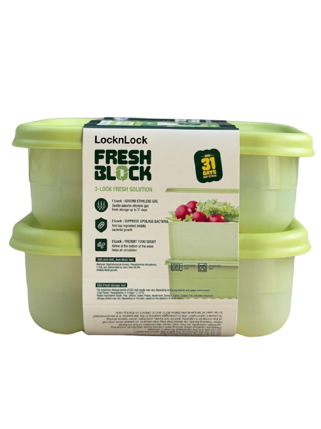 Locknlock FreshBlock Food Storage Container 330 Ml Set Of 2 | Storage Containers For Fridge | Vegetable & Fruit Storage Contain