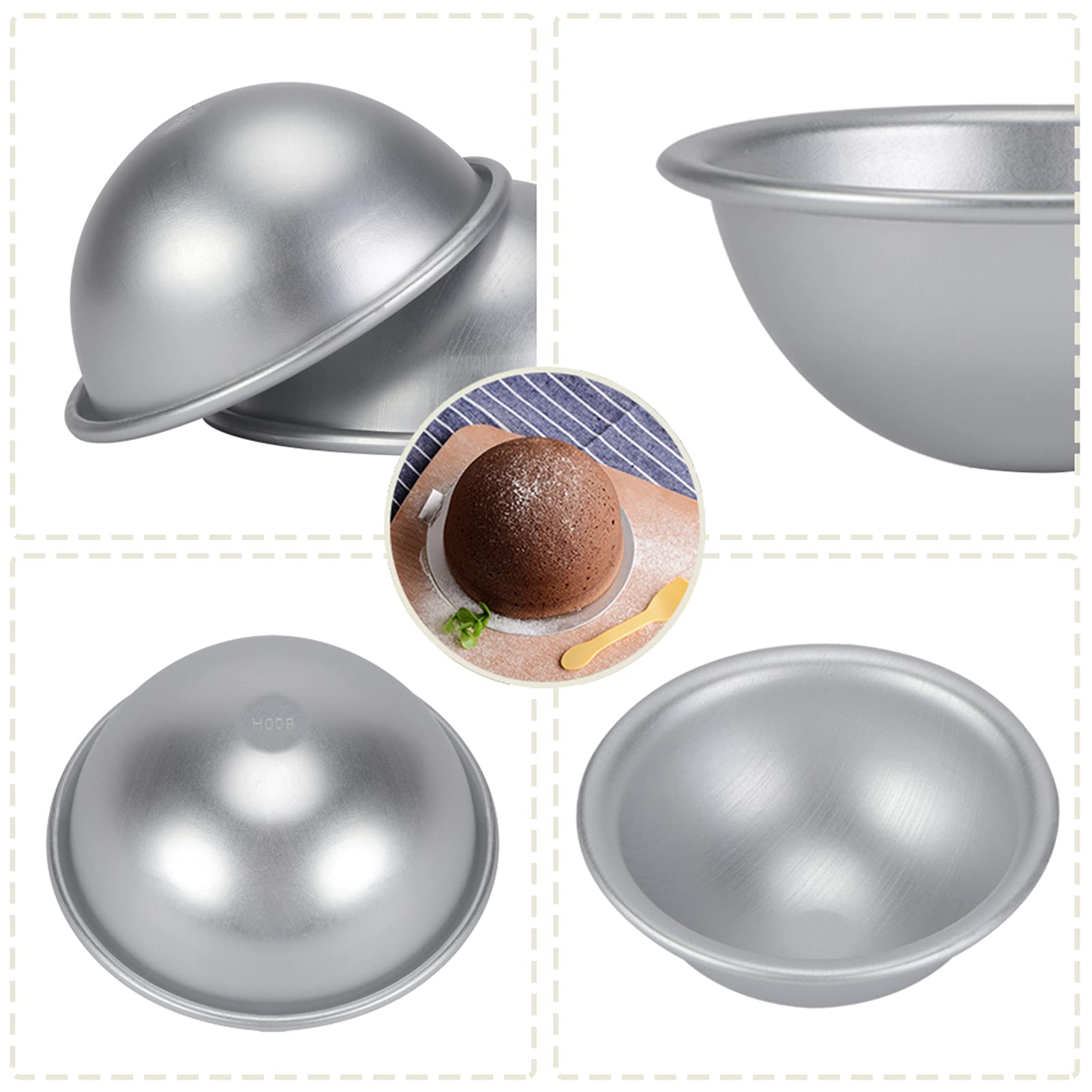 Gototop Sphere Cake 10Cm Semicircle Aluminum Hemisphere Chiffon Cake Pan Bikini Cake Dessert Pudding Baking Cake Tin 4.13 X 1.77