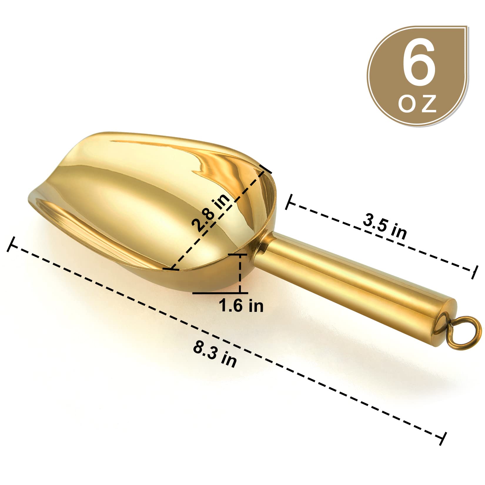 Small Ice Scoop, P&P Chef 6Oz Stainless Steel Candy Food Flour Scoop, Utility For Kitchen Garden Bar Wedding Bath, Heavy Duty &