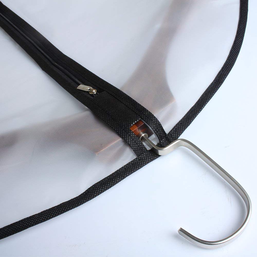 Garment Bags For Hanging Clothes Black Side Breathable Suit Covers For Closet Clear Full Zipper Bags For Suits Clothes Storage (