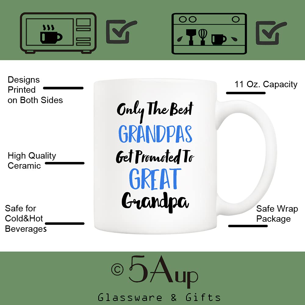 5Aup Fathers Day Great Grandpa Mug From Grandchild Granddaughter Grandson, Only The Best Grandpas Get Promoted To Great Grandpa