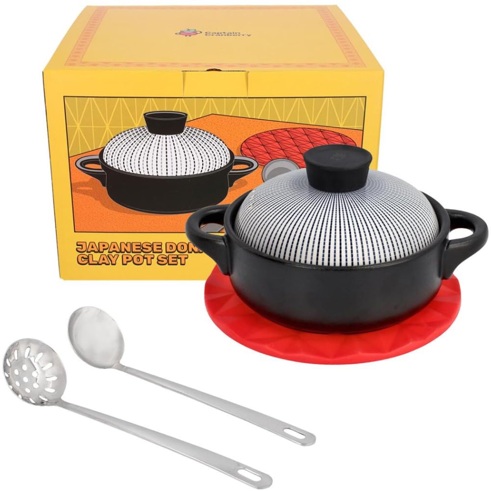 Captain Cranberry Small Donabe Japanese Clay Pot Set, 50.7oz for 12