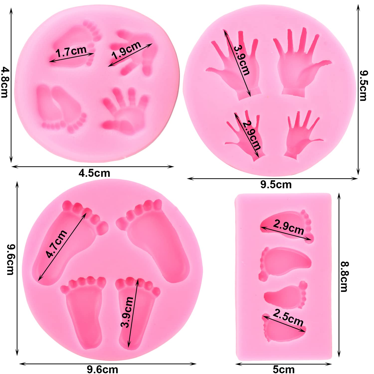 Zixiang Baby Silicone Fondant Molds Baby Foot Fondant Mold Baby Hand Silicone Molds For Baby Shower Cake Decoration Cupcake Topp