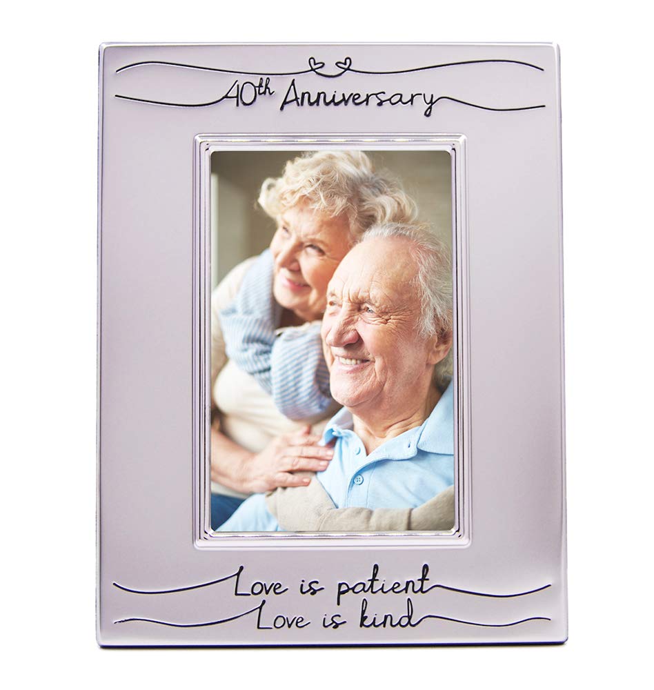 Haysom Interiors Beautiful Two Tone Silver Plated 40th Anniversary 4 x 6 Picture Frame with Black Velvet | Unique and Thoughtful