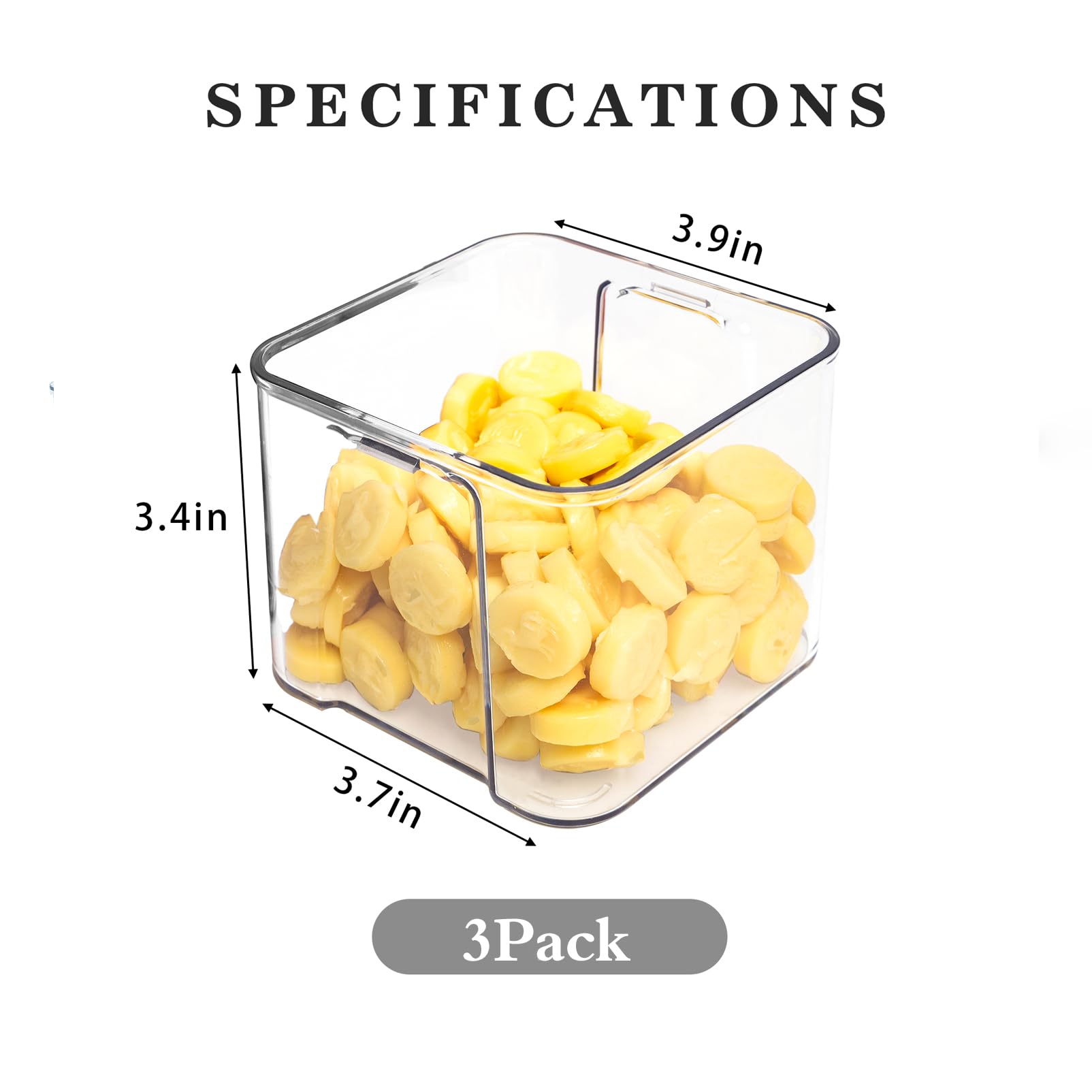 Minesign 3Pack Fridge Organizer Drawer Divider Cube Pull-Out Bins Clear Food Container Refrigerator Storage Box Produce Saver Fo