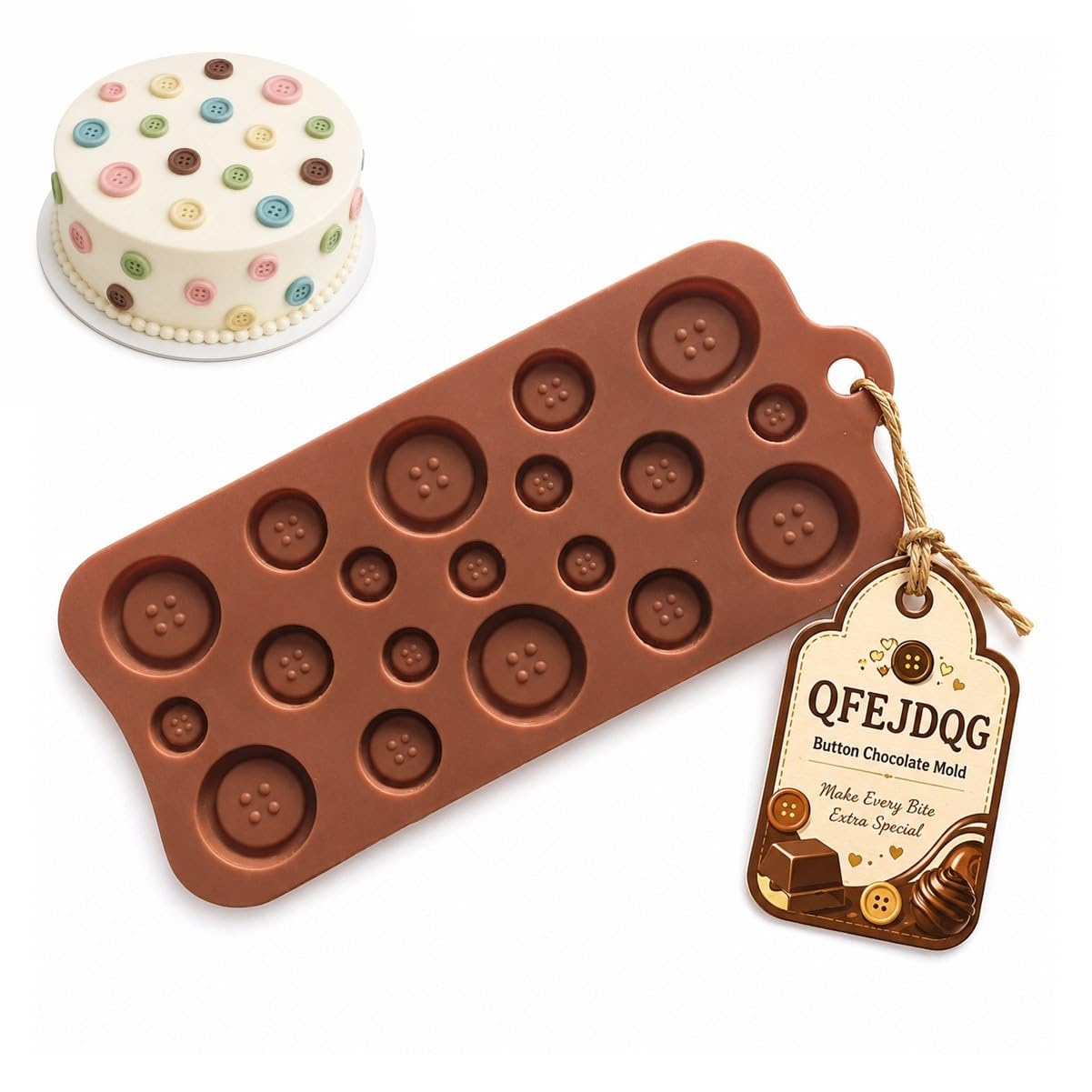 Button Chocolate Mold, Silicone Button Candy Mold for DIY Crafts