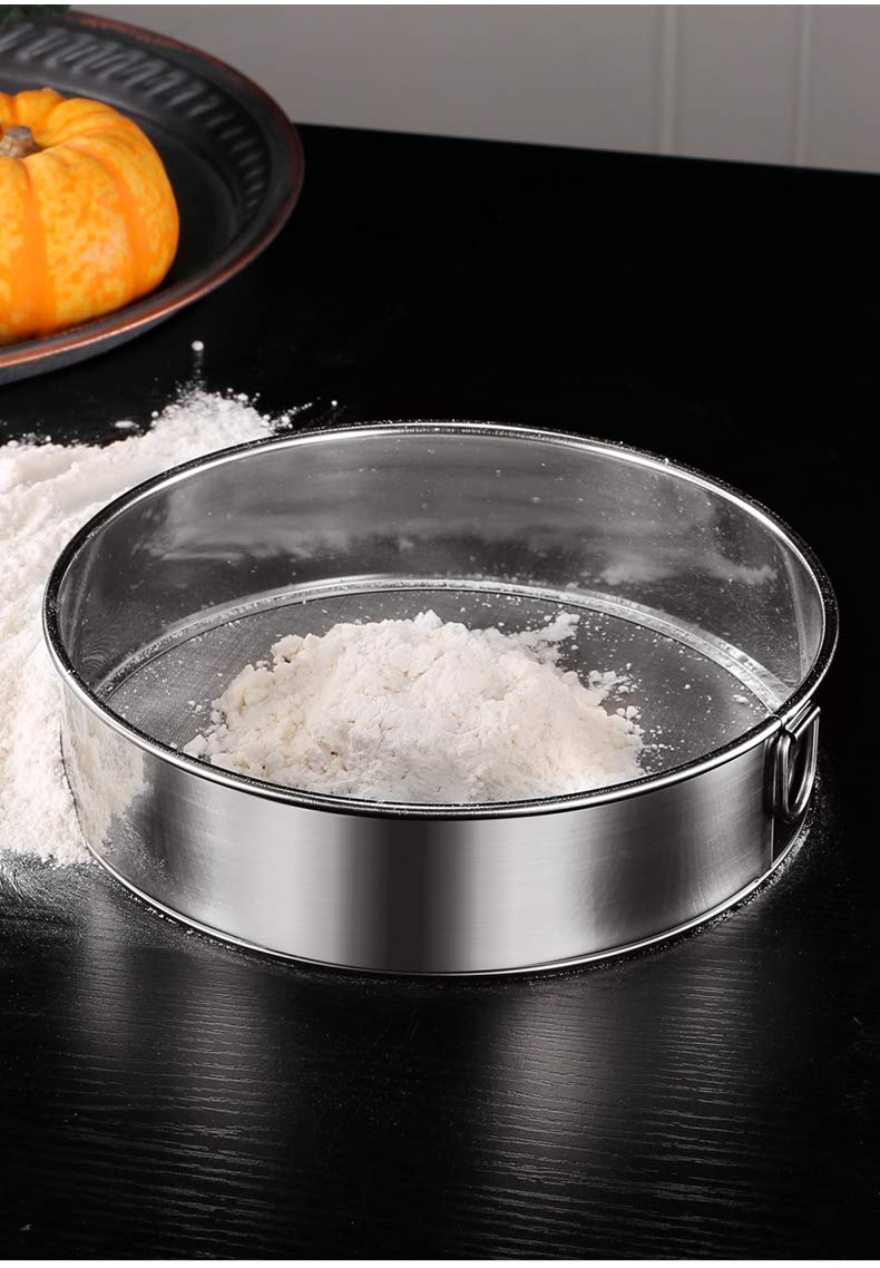 Falytemow Flour Sifter Round Flour Sieve Strainer With 40 Mesh Premium Rustproof Stainless Steel Fine Mesh For Baking 7.87Inch X