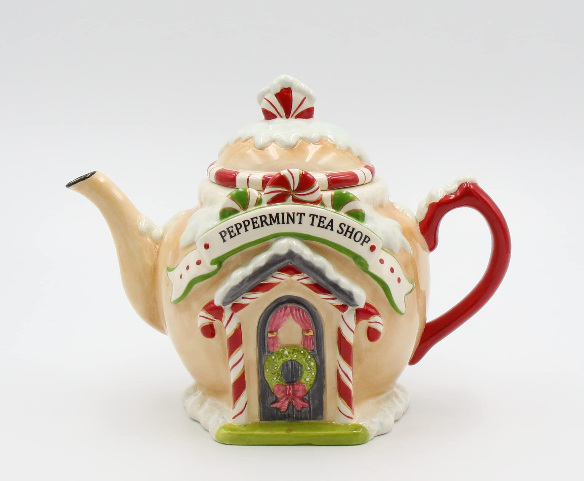 Cosmos Gifts Santa'S Village Ceramic Teapot, 7-1/4-Inch