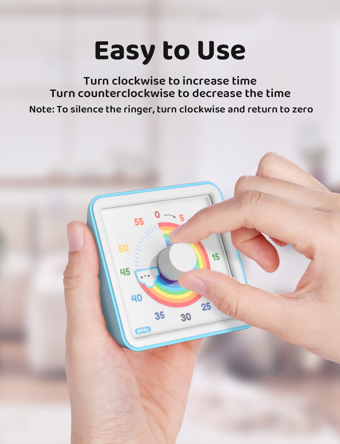 Liorque 60 Minute Visual Timer For Kids, Visual Countdown Timer For Classroom Office Kitchen With 'Rainbow' Pattern Design, Pomo