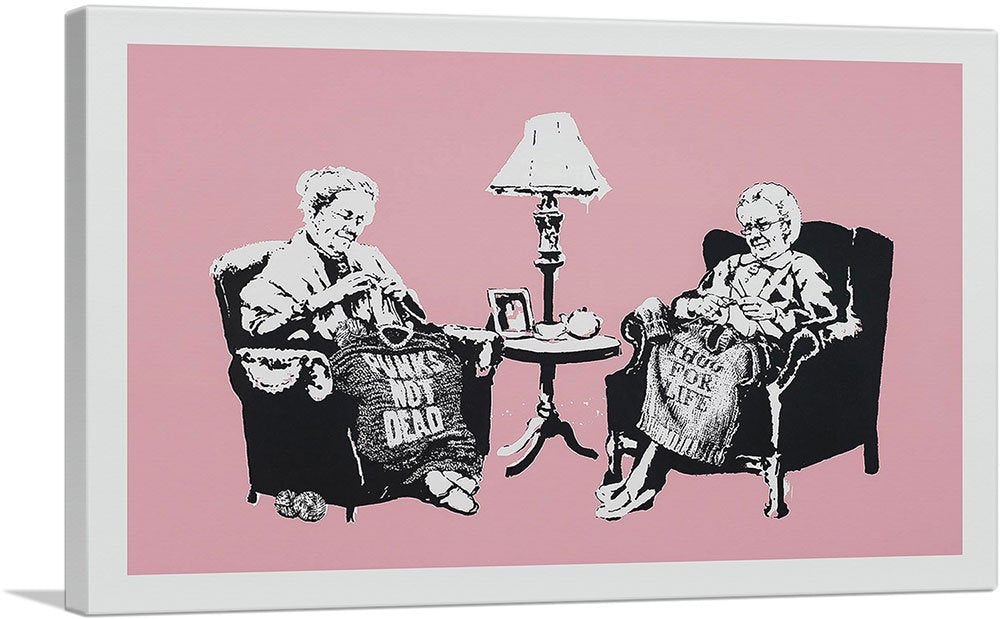 Artcanvas Punk And Thug Grannies Canvas Art Print Stretched Framed Painting Picture Poster Giclee Wall Decor By Banksy - 12'' X