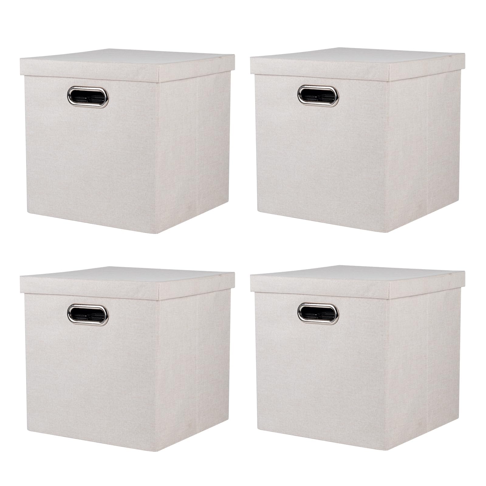 Arcaguru Storage Bins With Lids, Collapsible Linen Fabric Boxes Organizer Containers With Lid Foldable Storage Box Basket For Cl