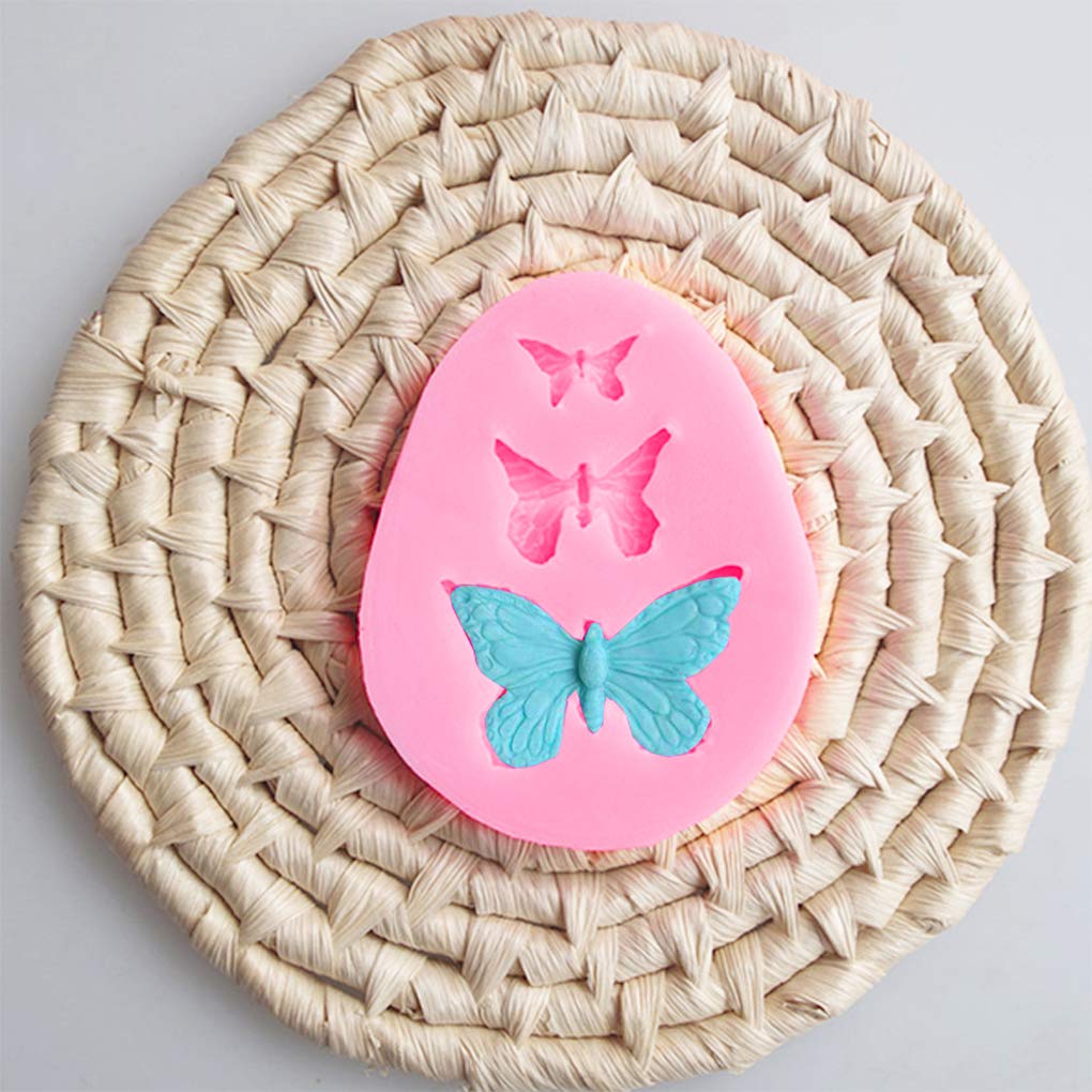 Rolin Roly 3Pcs Butterfly Fondant Silicone Mold Butterflies Cake Molds 3D Animal Candy Mould 3 Cavities Diy Decorating Desserts