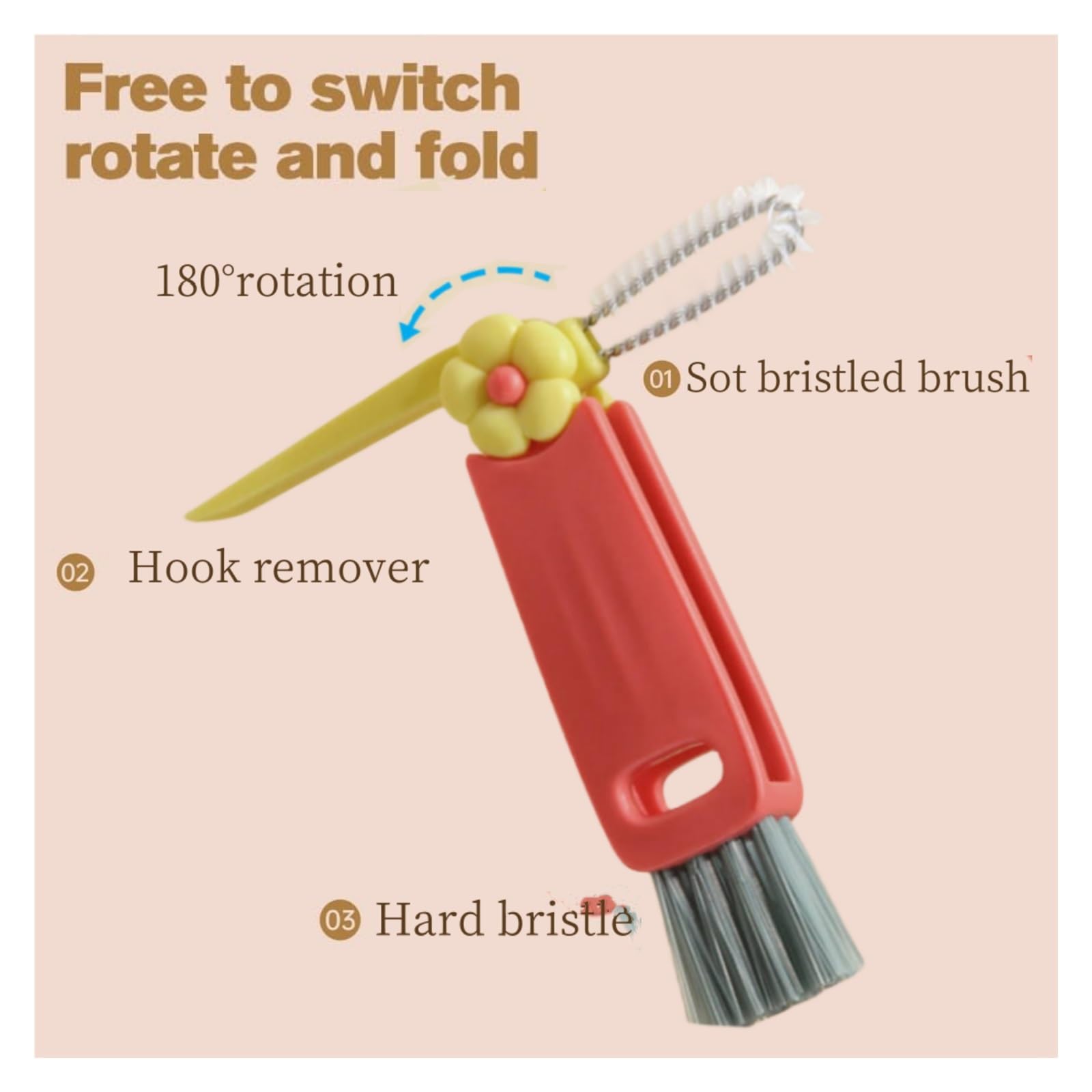 3 In 1 Cup Lid Cleaning Brush,Sealing Cover Cleaning Brush,2024 New Crevice Cleaning Brush,Straw Cleaner Brush,Cup Cleaning Brus