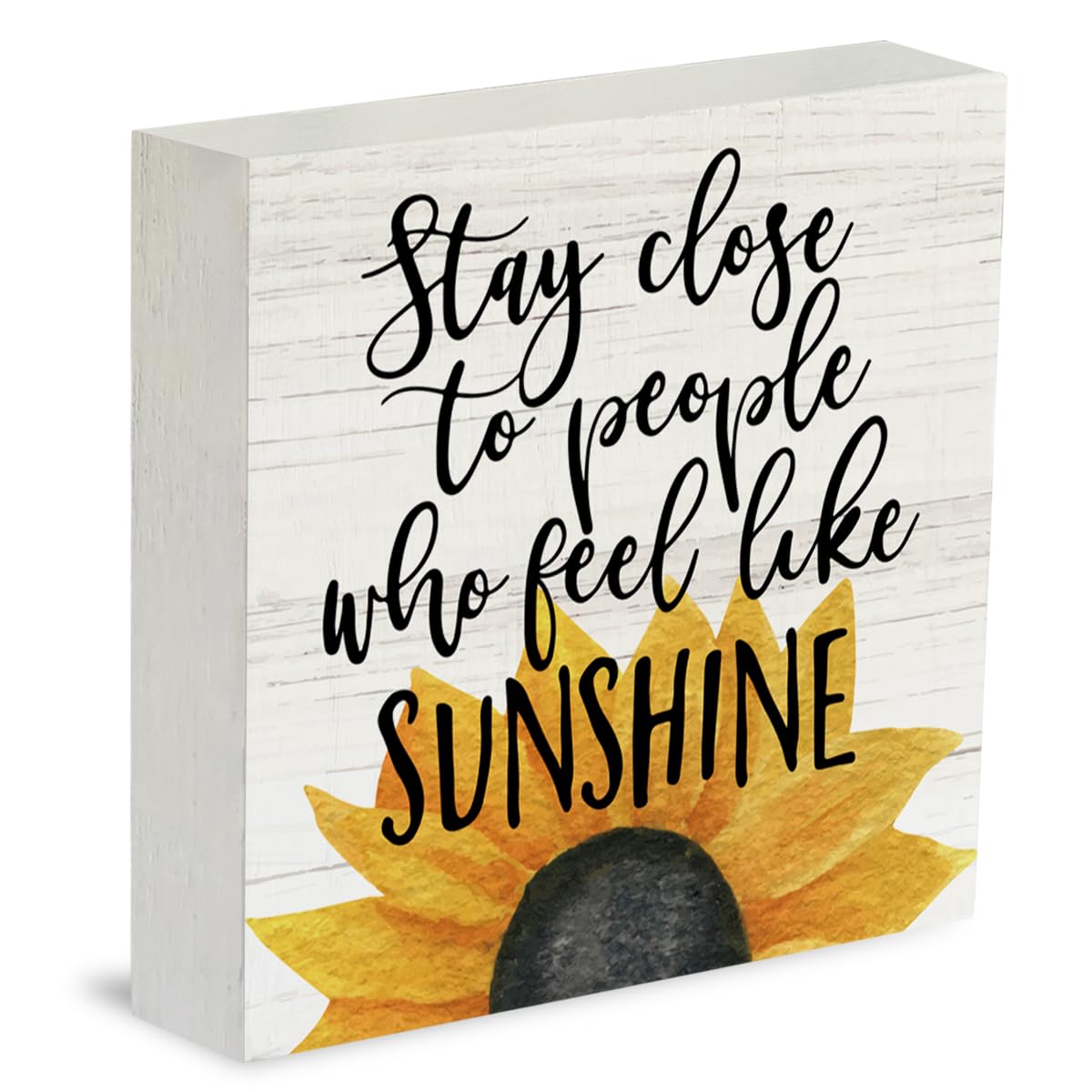 Farmhouse Sunshine Sunflower Wooden Box Sign Rustic Country Sunflower Box Sign Wood Sign Decor Summer Square Wood Sign Home Desk