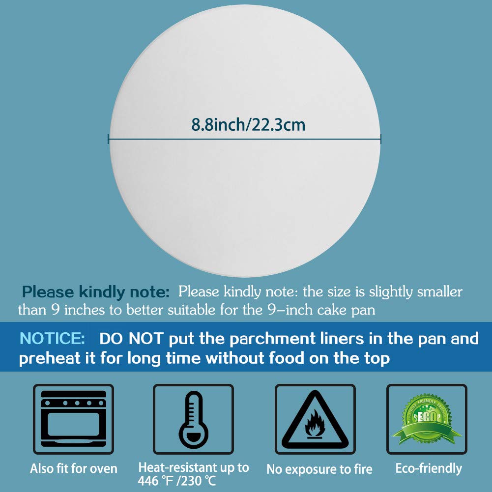 9 Inch Round Parchment Paper, Set Of 200, Non Stick Baking Parchment Rounds/Round Baking Paper For Springform Pan, Tortilla Pres