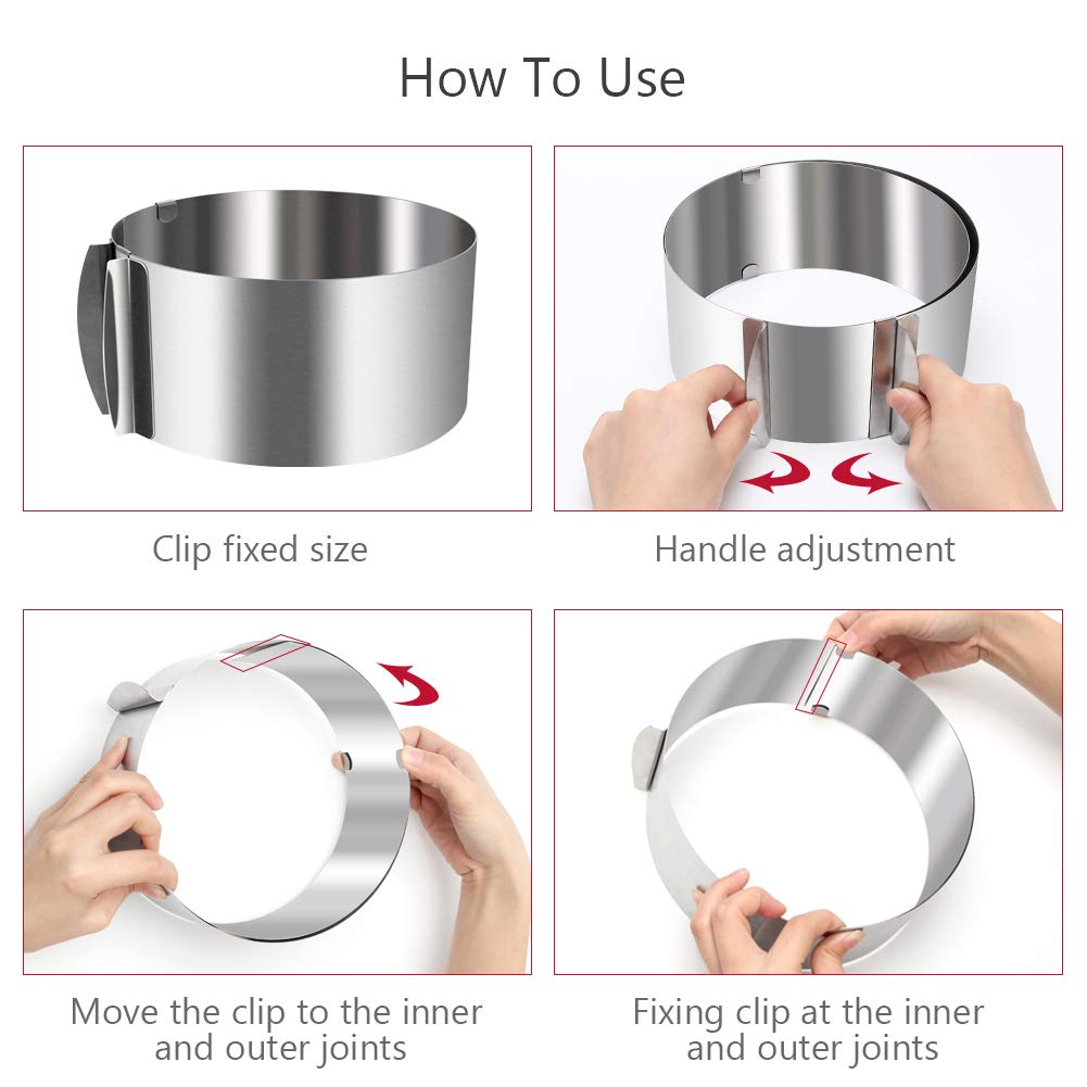 Wiwaplex Cake Ring 6 To 12 Inch Adjustable Round Stainless Steel Cake Mousse Mould Ring Bakeware Tools Cake Decorating Mold Baki