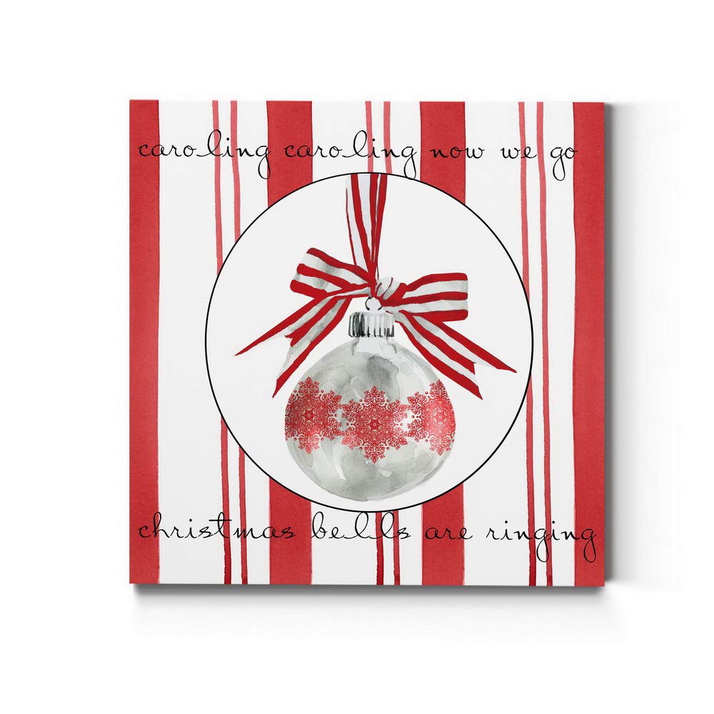 Renditions Gallery Red & White Ornament (2) Wall Art, Christmas & Winter Artwork, Candy Cane Stripes, Snowflake, Premium Gallery