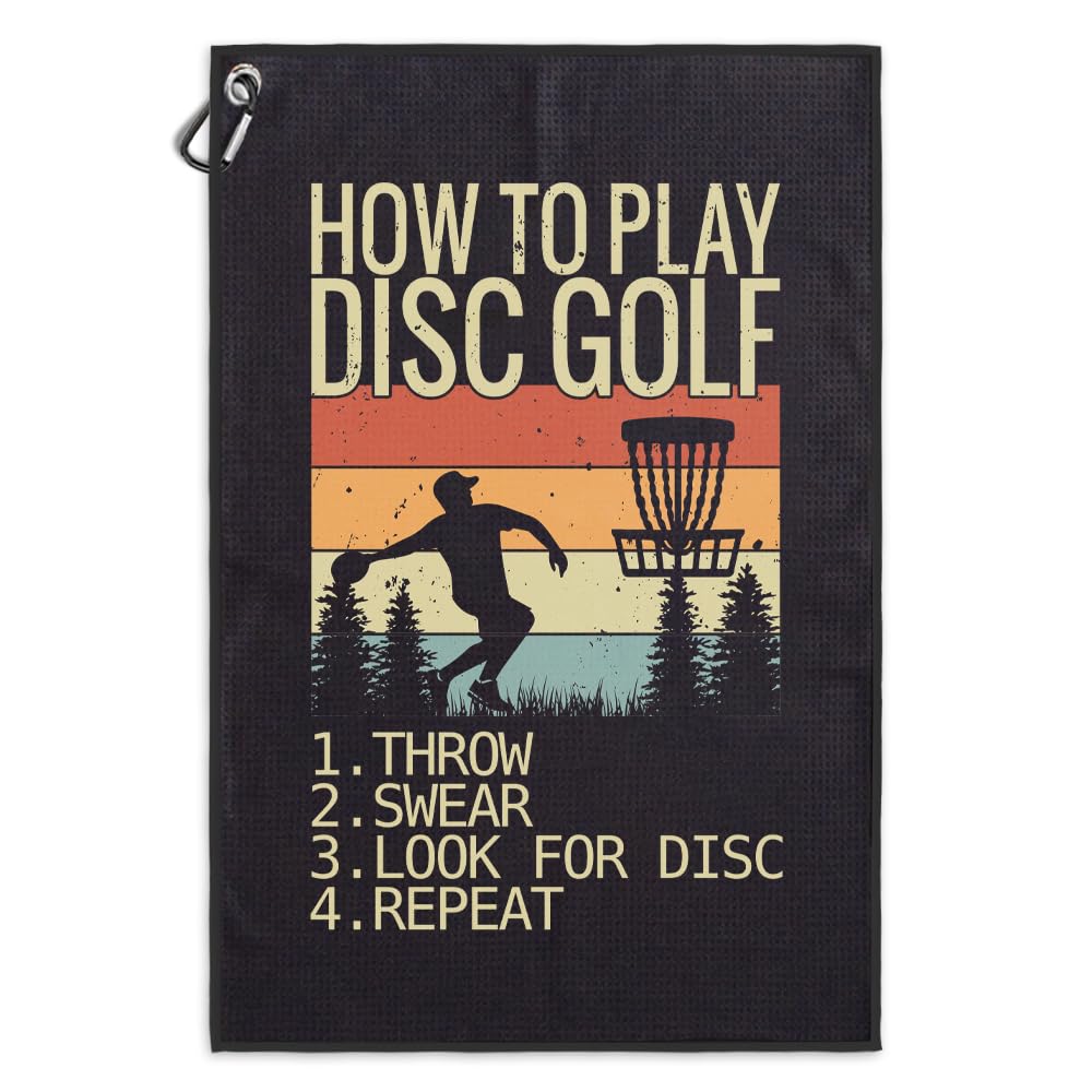 Msticey How to Play Disc Golf Microfiber Disc Towel with Clip, Great Disc Golf Gifts for Grandpa, Dad, Father s Day, Accessorie