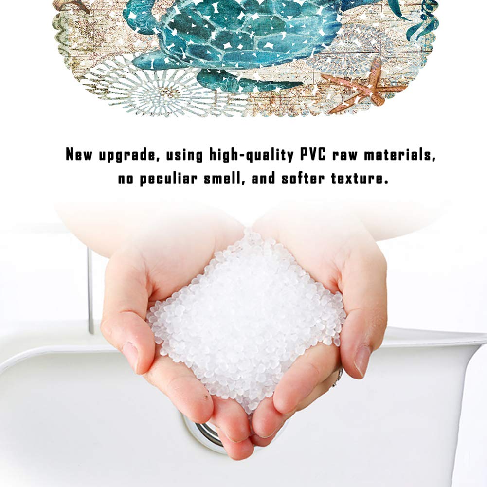 Molfuj Non Slip Sea Turtle Bathtub Mat With Suction Cups, Oval Pebble Shower Mat For Baby Tub,Safety Vinyl Anti-Skid Decoration