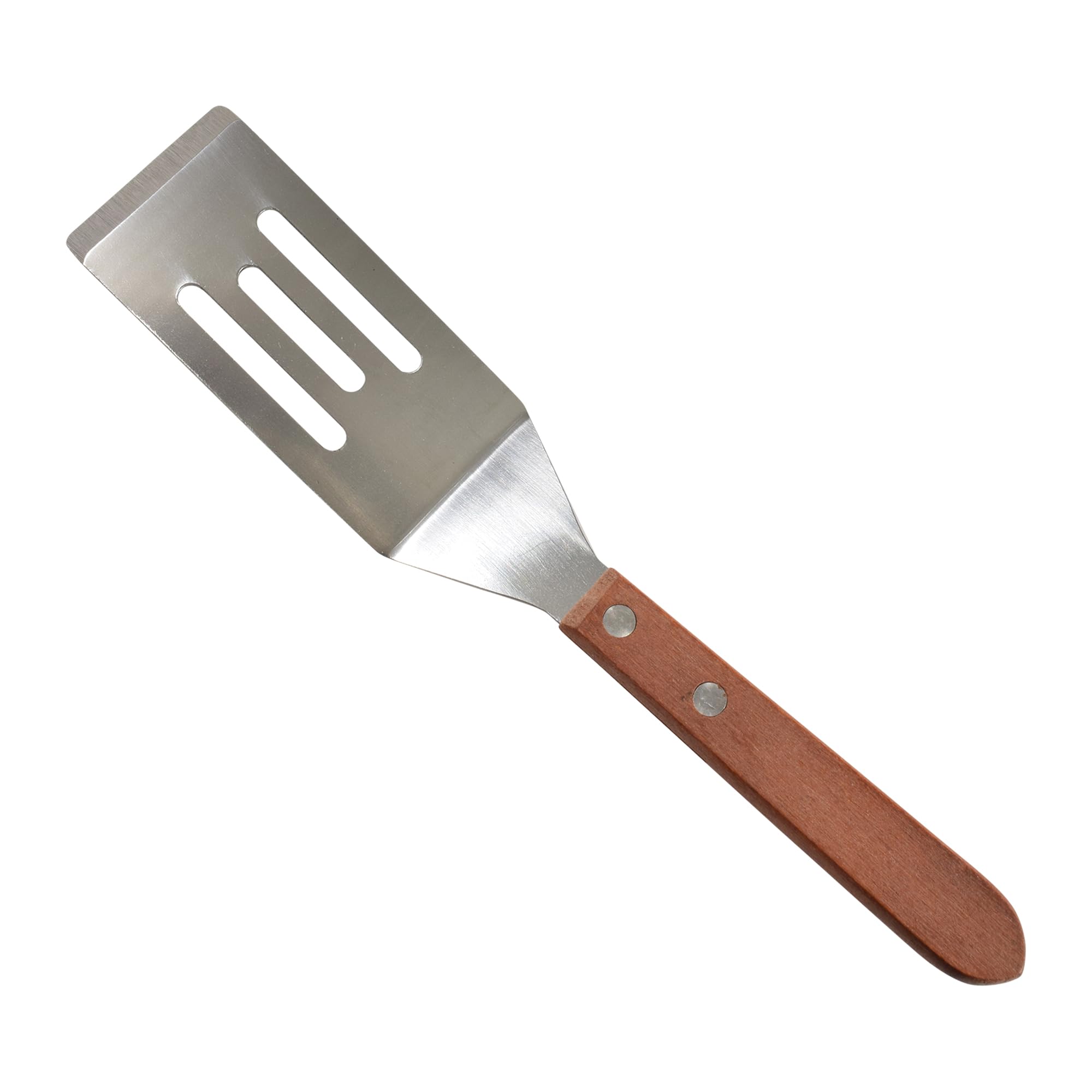 Cybrtrayd 5664 Stainless Steel Mini Slotted Turner Spatula With Wood Handle, 8'' Long, Multicolor