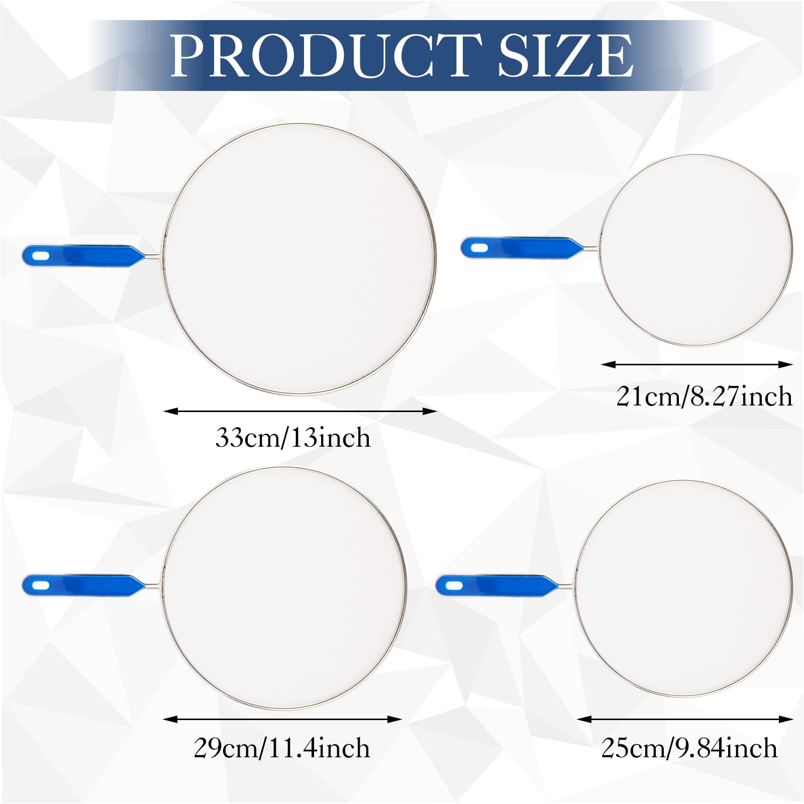 Larath 10 Inch Grease Splatter Screen Guard Stainless Steel Splash Screen Protector Guards With Handle Splash-Proof Frying Pan M