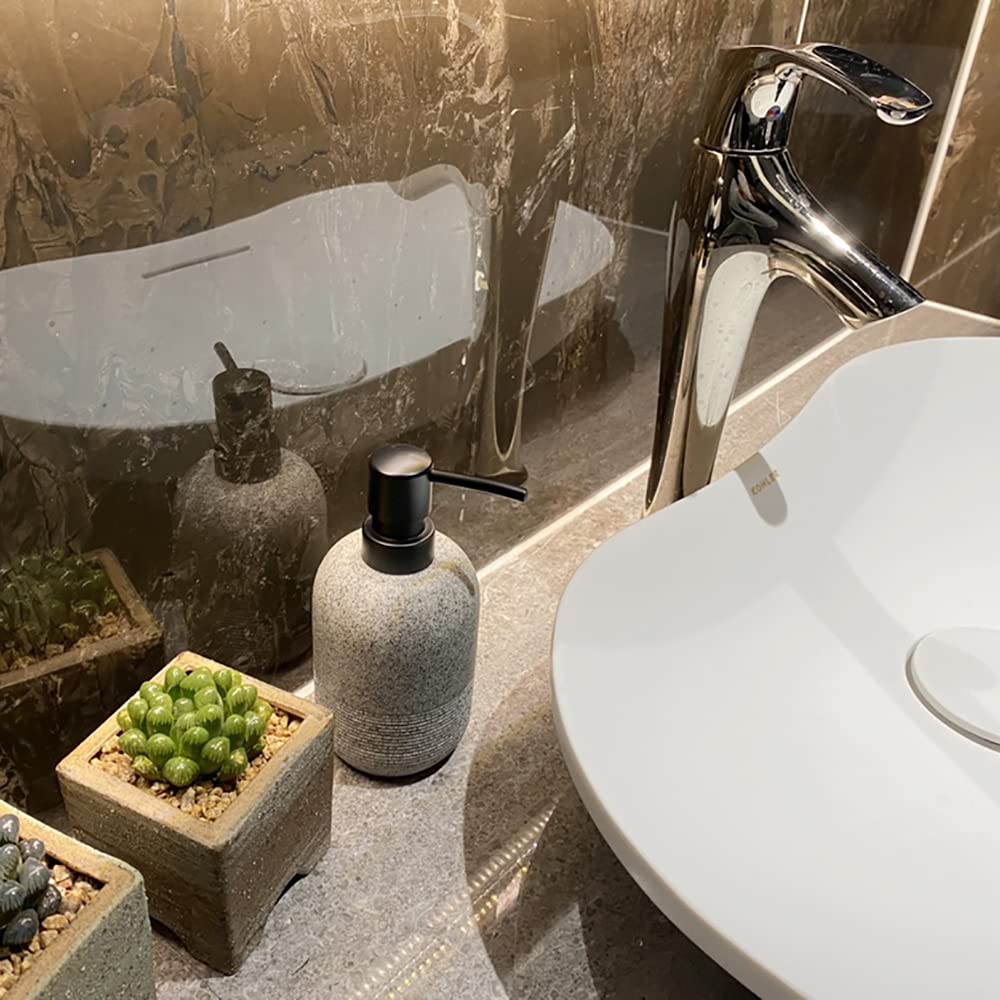 2Pcs/Set Gray Soap Lotion Dispenser With A Spare Pump,Liquid Hand Soap Dispenser Sets For Bathroom Countertop, Soap Dispenser Fo