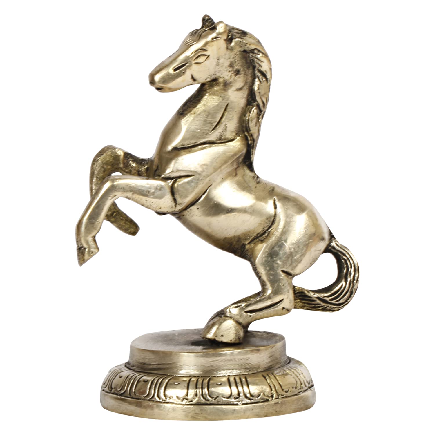 ARTVARKO Brass Horse with Uplifted Legs Standing Horse Tableware Showpiece Home Decor Running Horse Vastu Wall showpiece, Statue