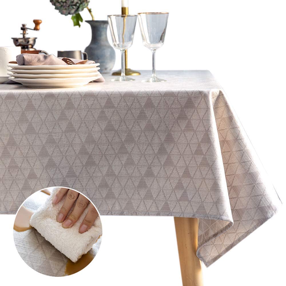 Glory Season 100% Waterproof Oilproof Spill Proof Stain Resistant Wipe Clean Tablecloth Rustic Burlap Faux Linen Table Cloth Rec