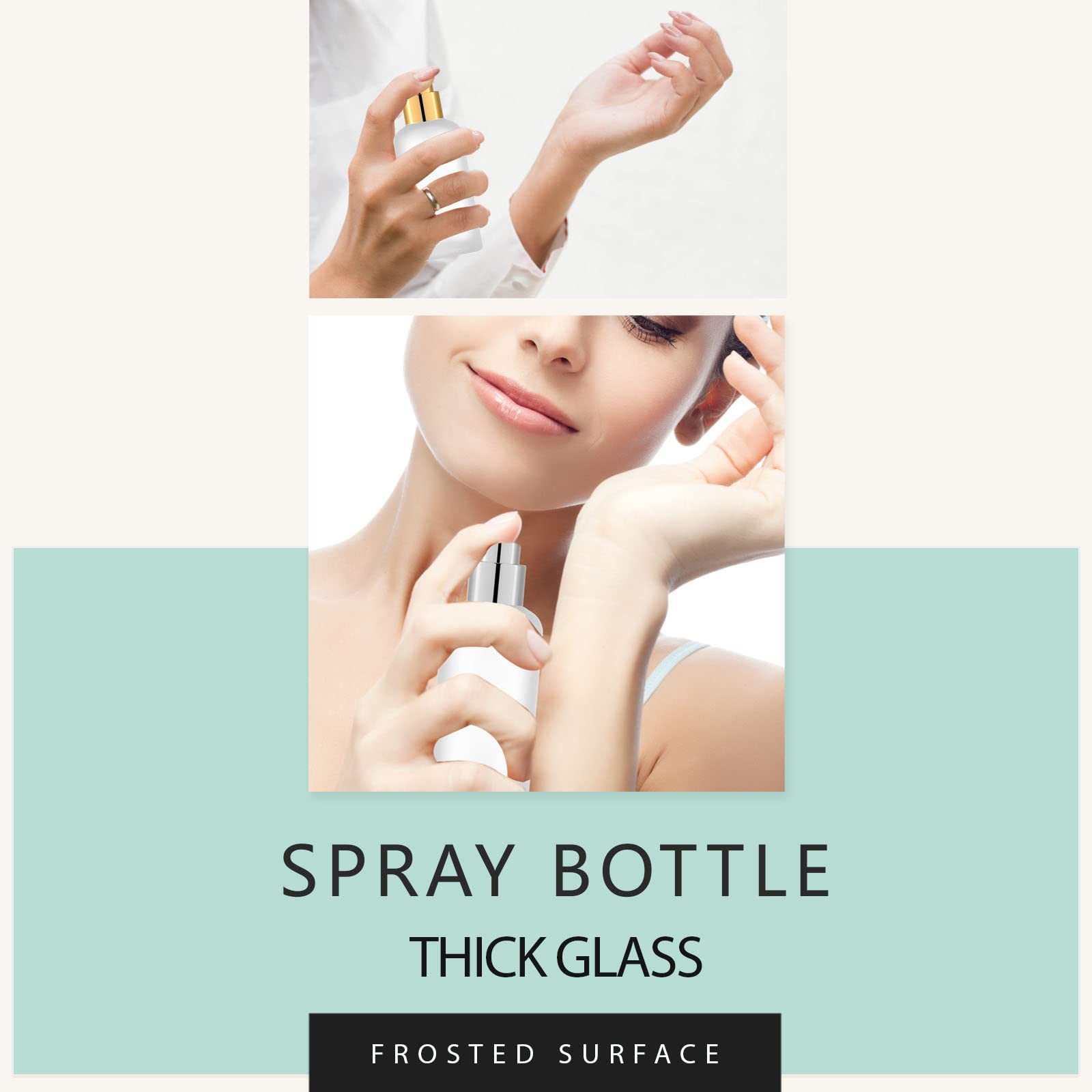 Koibito 1.7 Oz Glass Perfume Spray Bottle For Men & Women. Refillable Frosted Glass Atomizer With Aluminum Cap&Pump. Portable Fr