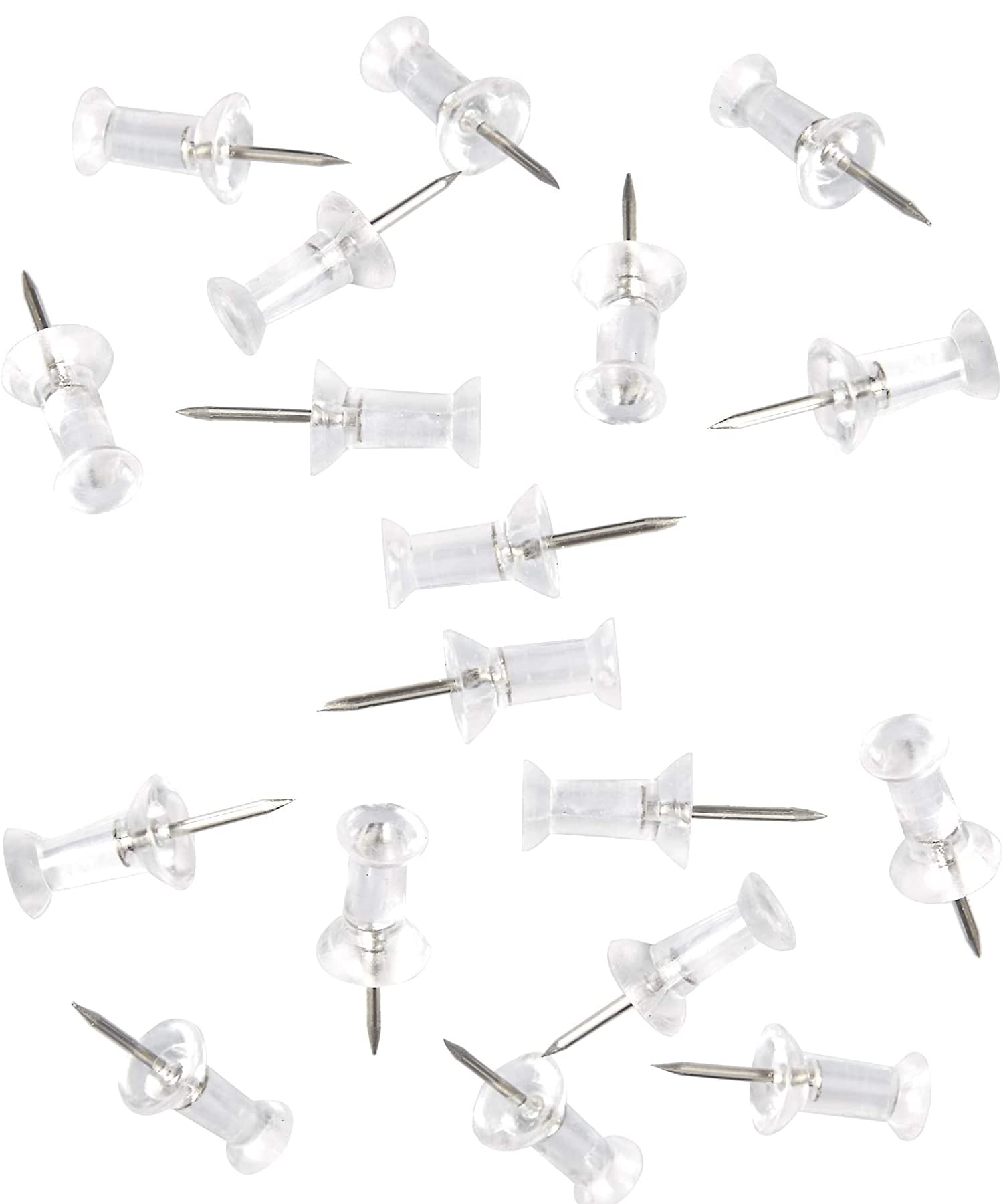 100-Pack Push Pins Tacks, clear Plastic Head, Steel Point,Thumb Tacks for Wall corkboard Map calendar Photo -Home Office craft P