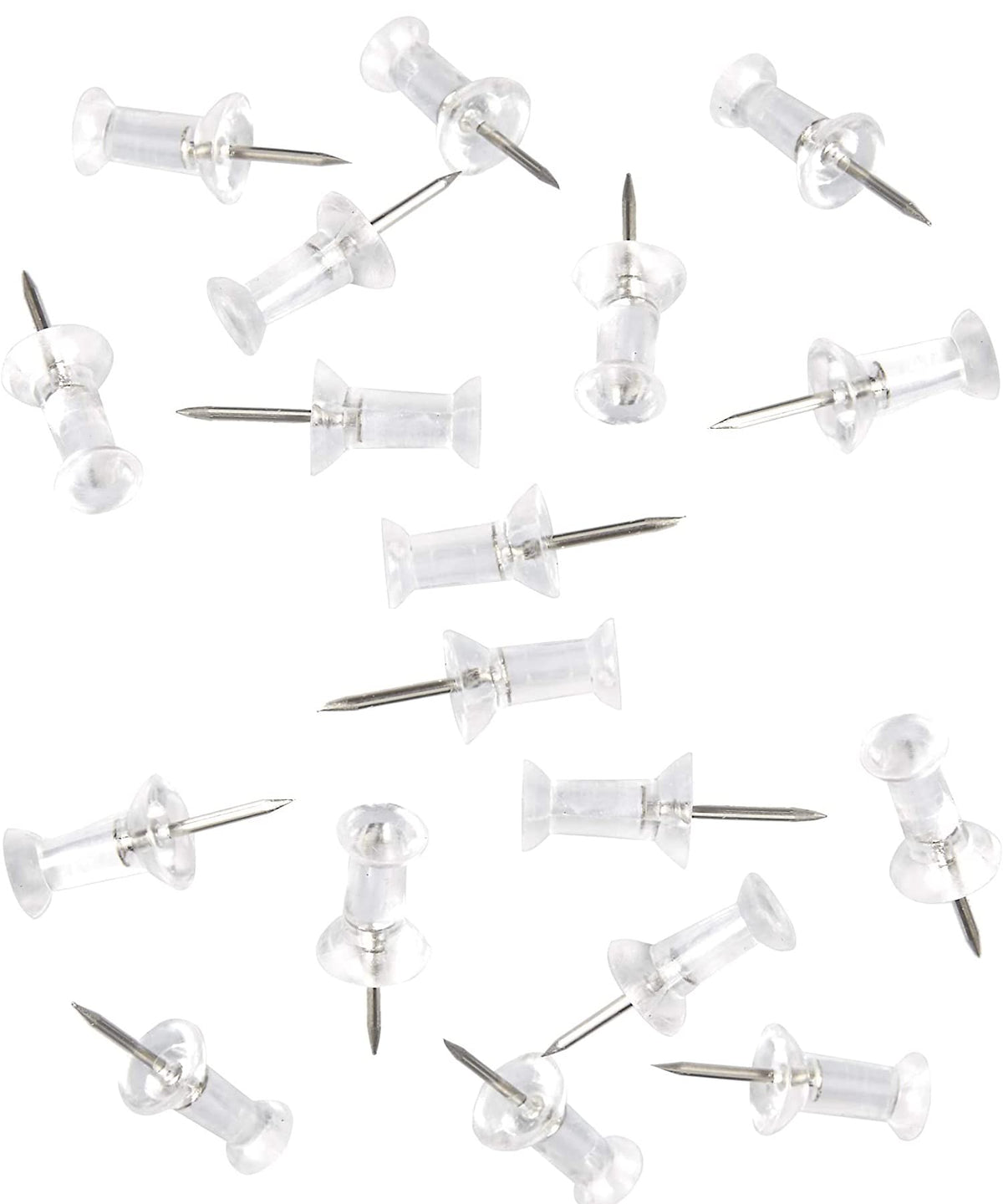 100-Pack Push Pins Tacks, clear Plastic Head, Steel Point,Thumb Tacks for Wall corkboard Map calendar Photo -Home Office craft P