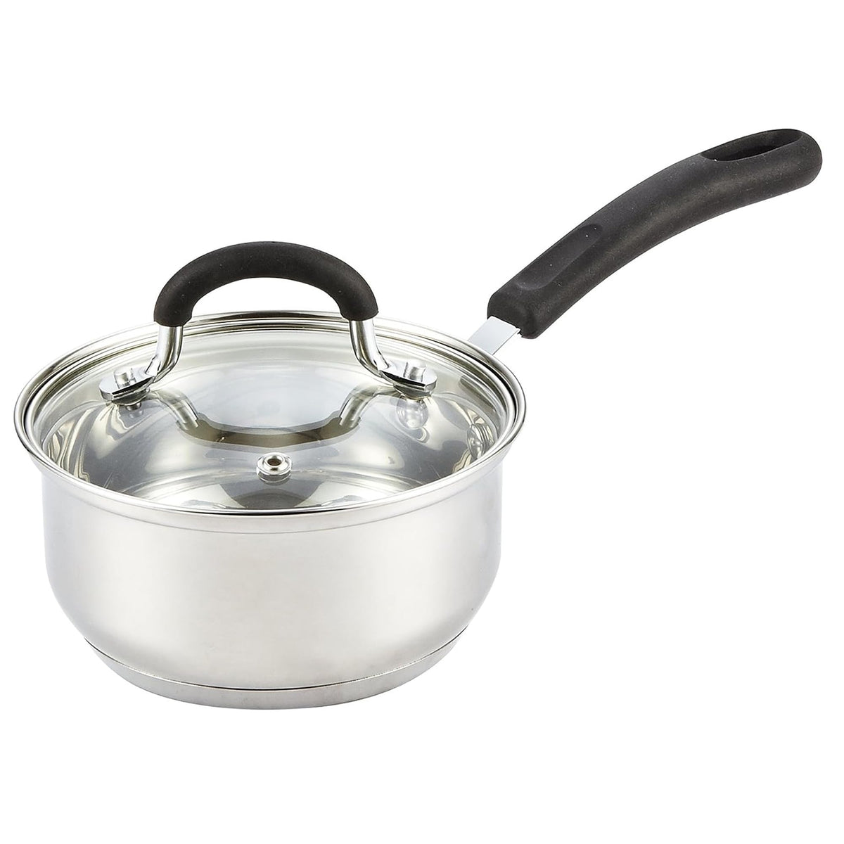 Cook N Home Professional Stainless Steel Saucepan With Lid, 1-Quart, Silver
