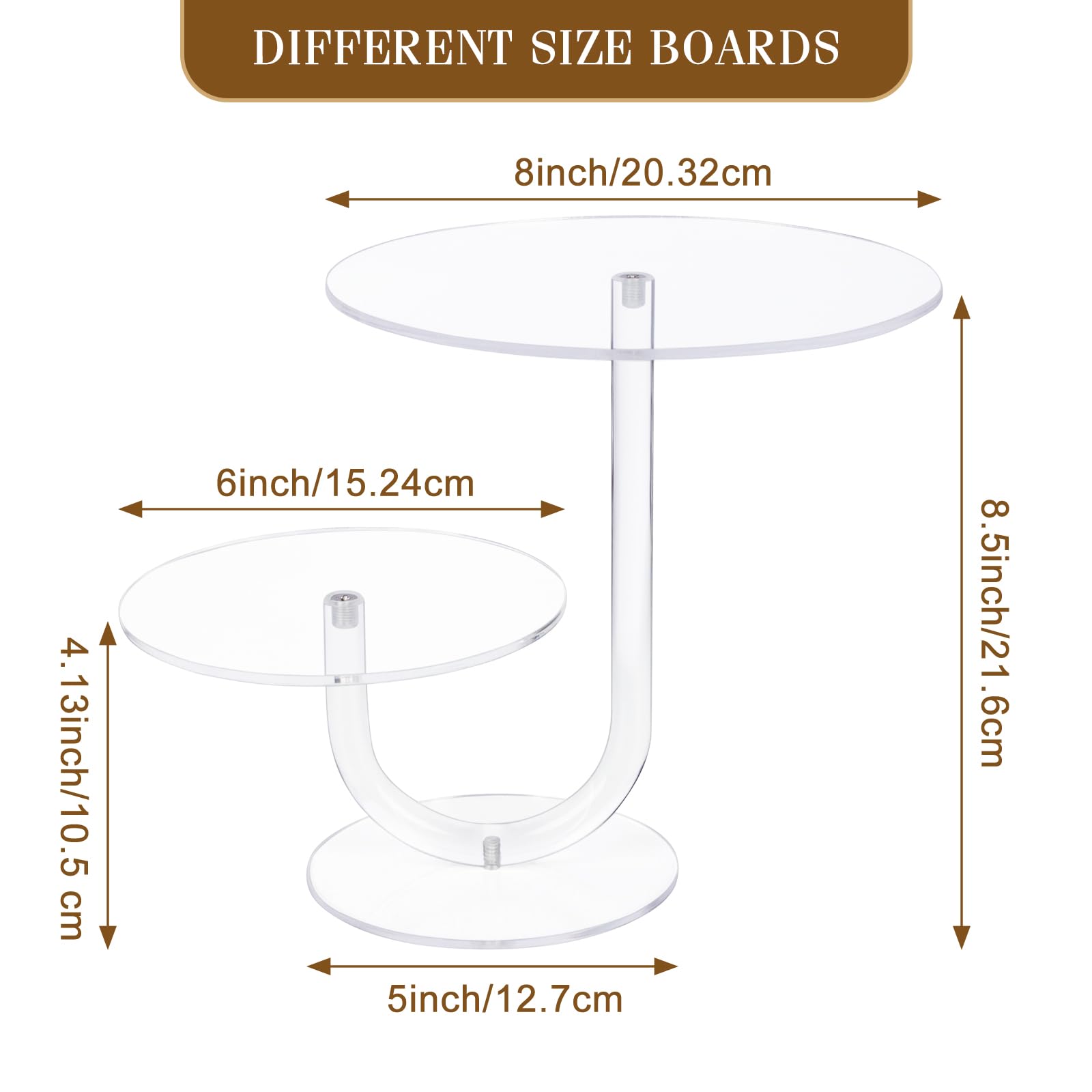 Cake Stand 2 Tier - Stylish Clear Cake Tree Acrylic Cupcake Tower For Weddings, Birthdays, Anniversaries, Baby Showers, Parties