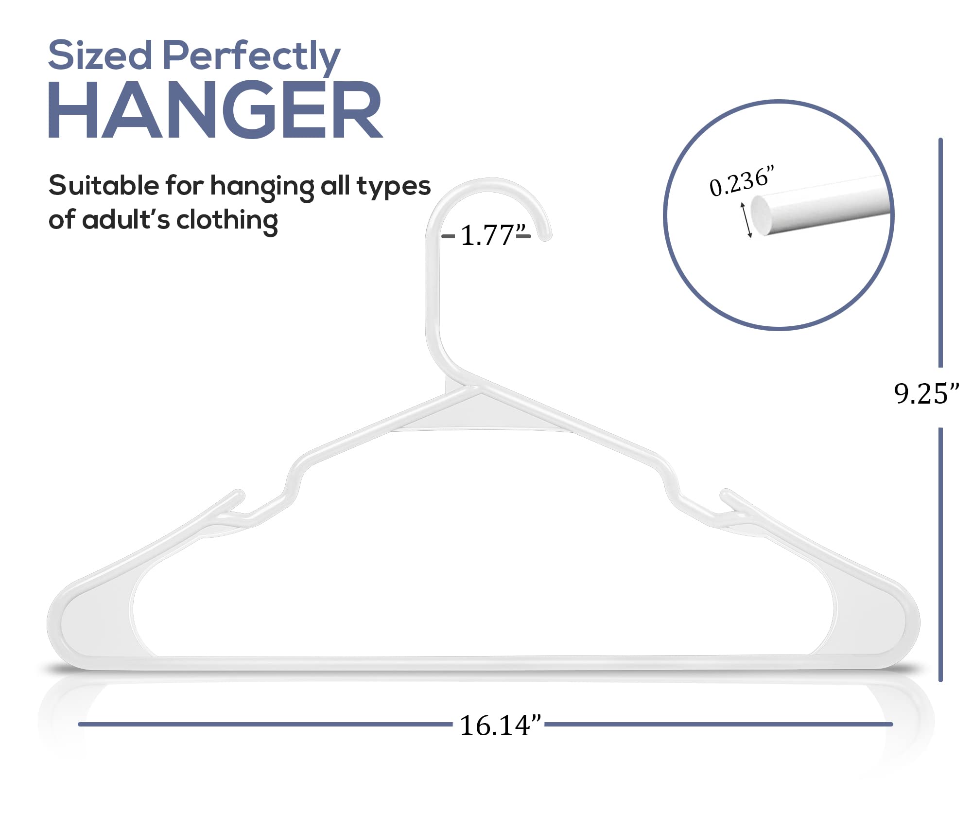 Utopia Home Clothes Hangers 20 Pack - Plastic Hangers Space Saving - Durable Coat Hanger With Shoulder Grooves (White)