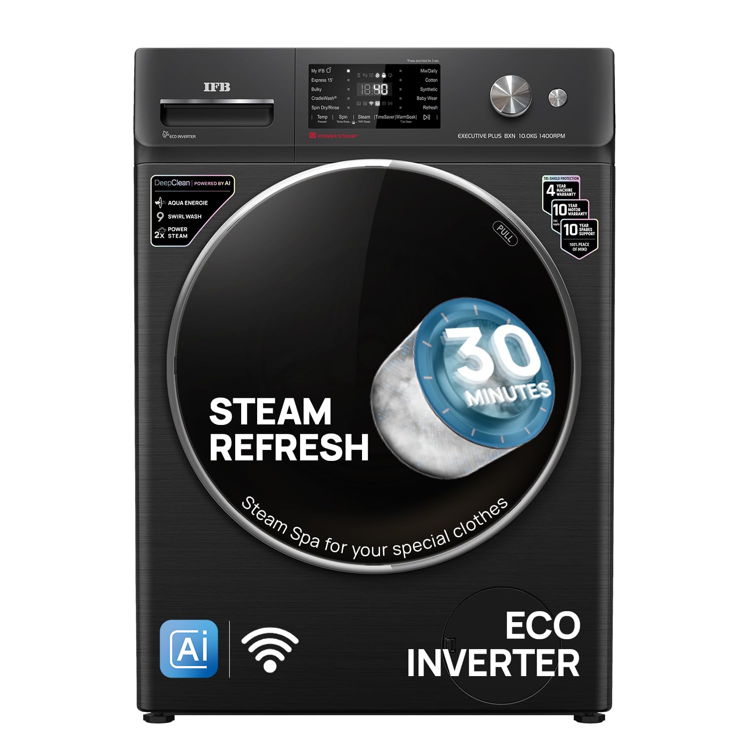 Ifb 10 Kg 5 Star, Deepclean, Ai Powered, Wifi, Fully Automatic Front Load Washing Machine (Executive Plus Bxn 1014Kh, Powersteam