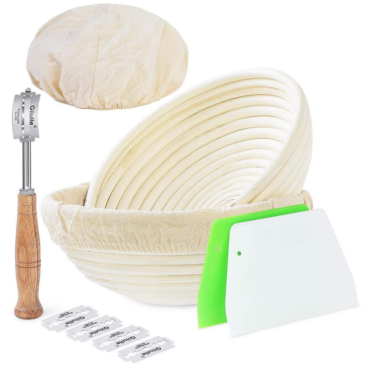 Wwyybfk Banneton Bread Proofing Basket, Sourdough Bread Baking Supplies, 9'' Sourdough Bread Proofing Basket Baking Set
