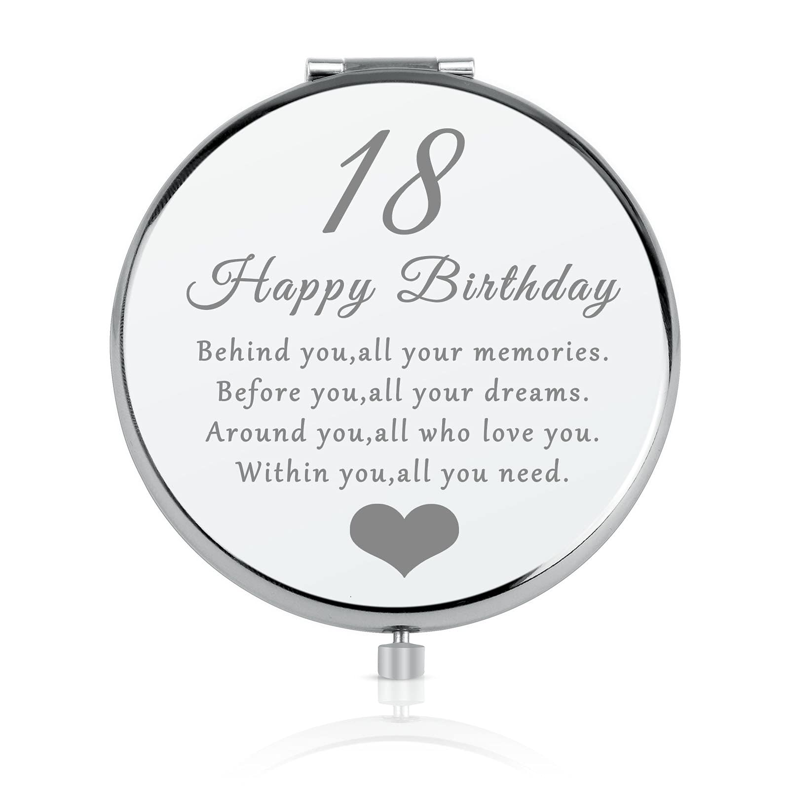 18Th Birthday Gift For 18 Years Old Girls, Happy 18Th Birthday Gift For Sister Niece Daughter Bestie, Folding Makeup Mirror For