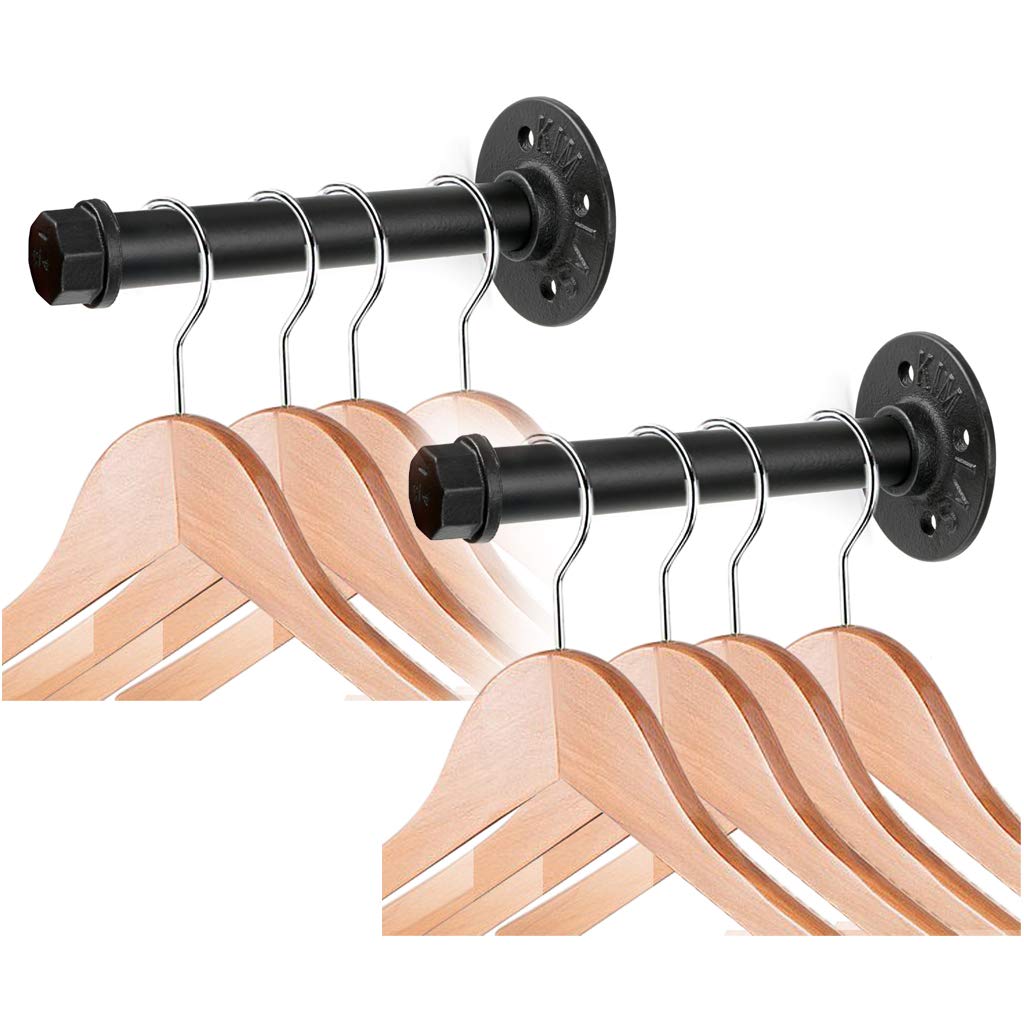 Sumnacon 2 Pcs 7.7 Inch Industrial Pipe Clothes Bar - Heavy Duty Rustic Metal Coat Hanger With Screws, Wall-Mounted Garment Hold