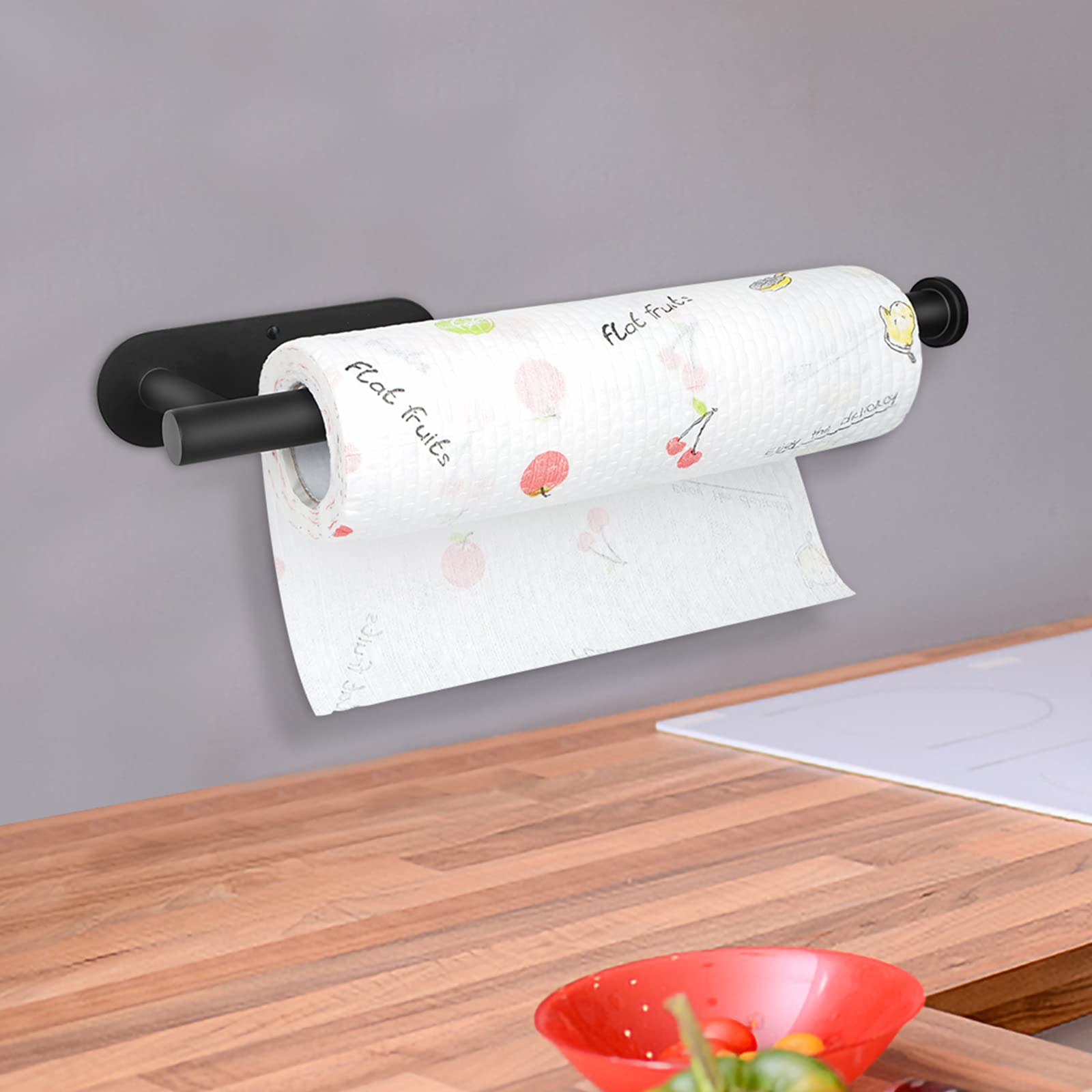 Feokely Paper Towel Holder Wall Mount For Kitchen, Premium Stainless Steel Paper Towel Holder, Under Cabinet Aesthetic Design Bl