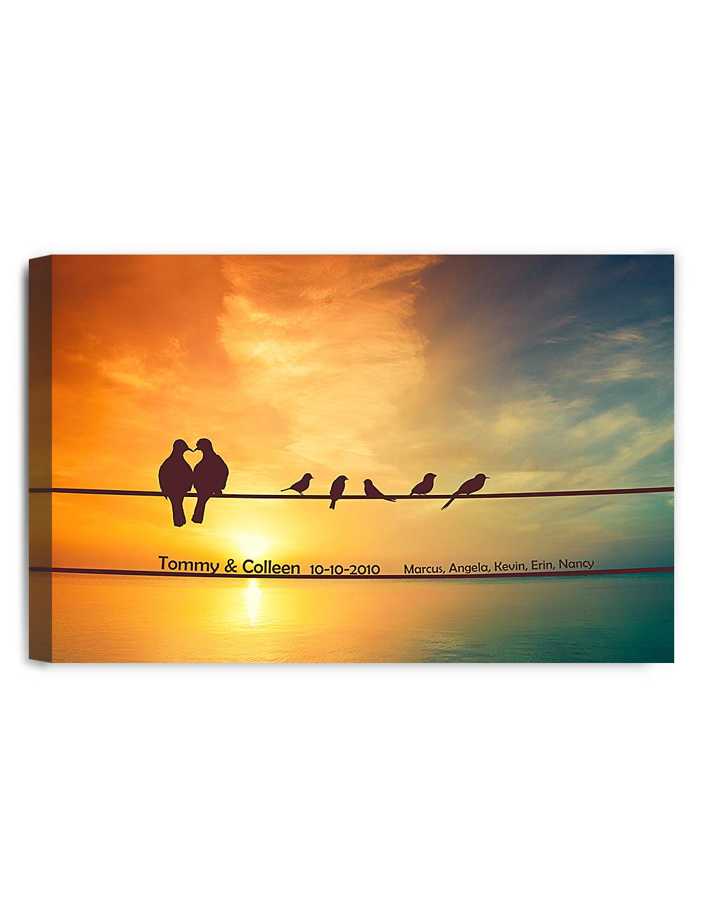 Ipic - We Are Family Personalized Artwork With Names, Customized Gift For Anniversary, Giclee Canvas Wall Art.. 30X20